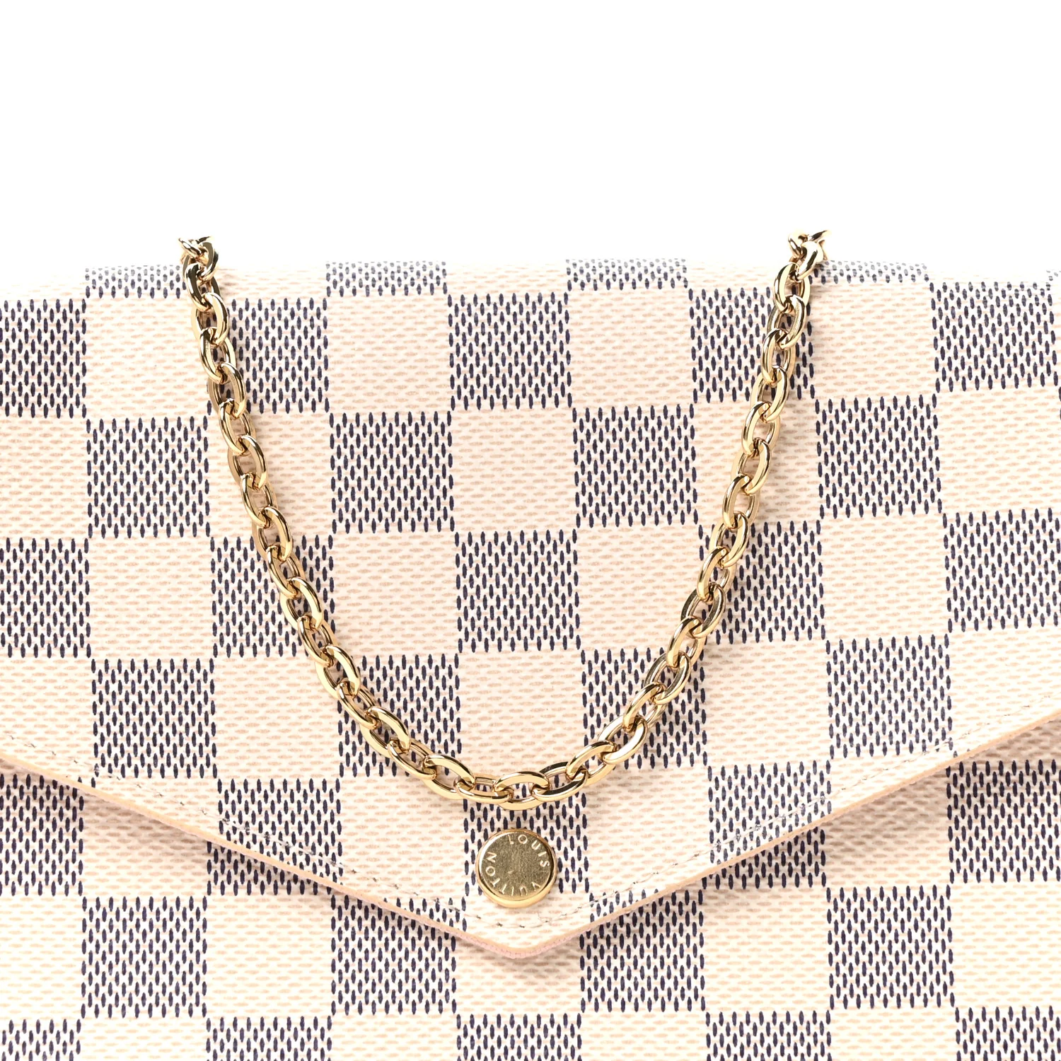 Damier Azur Pochette Felicie Chain Wallet Rose Ballerine - Image 10
