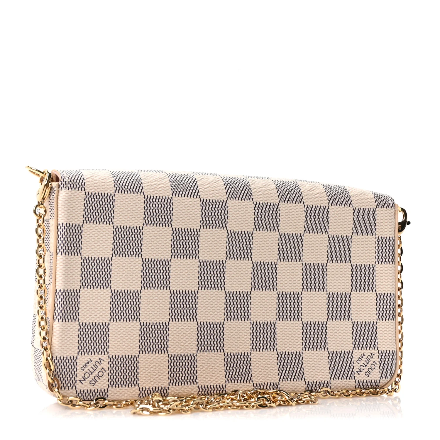 Damier Azur Pochette Felicie Chain Wallet Rose Ballerine - Image 4