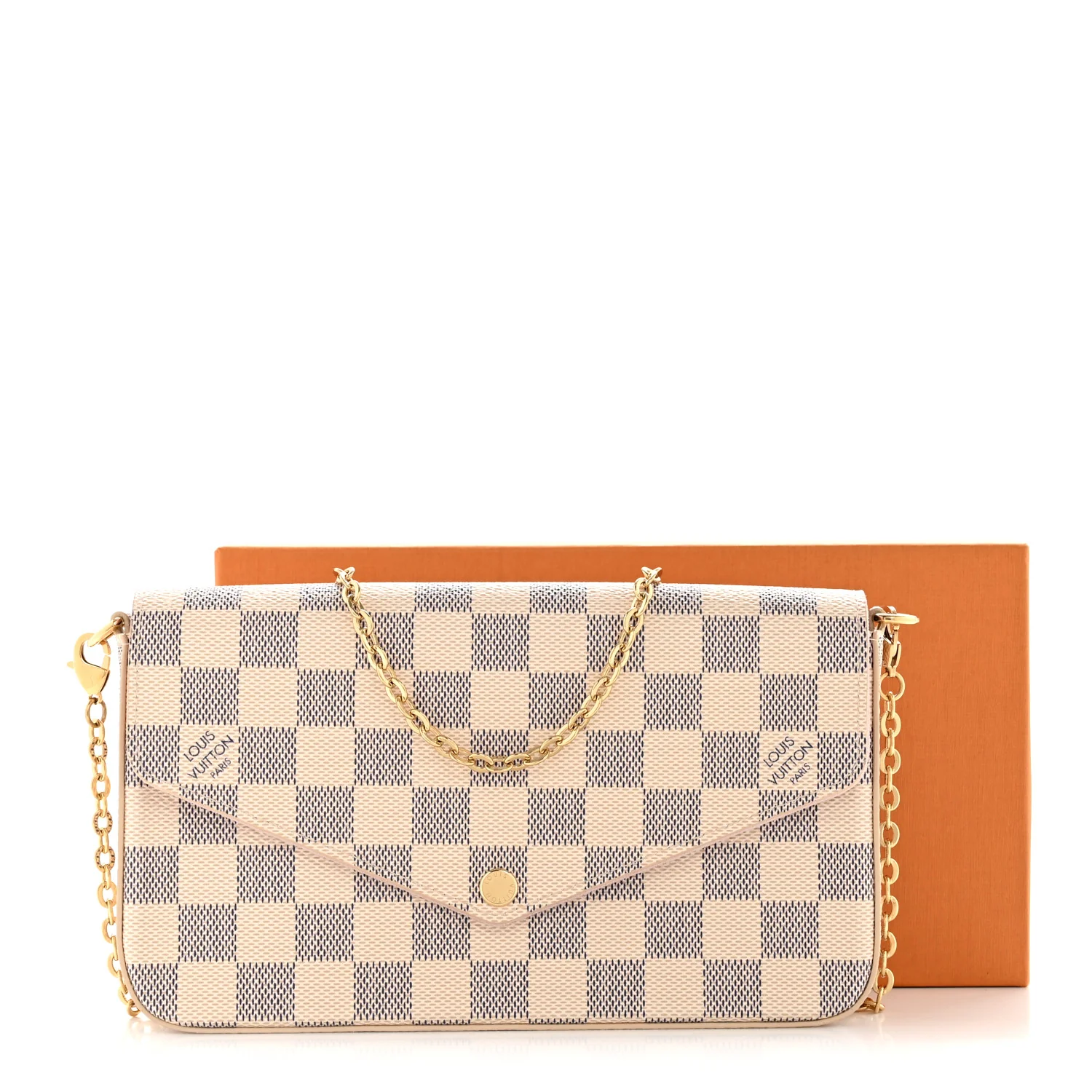 Damier Azur Pochette Felicie Chain Wallet Rose Ballerine - Image 10