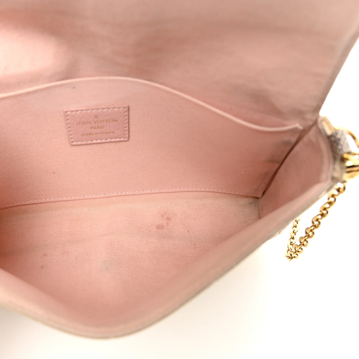 Damier Azur Pochette Felicie Chain Wallet Rose Ballerine - Image 6