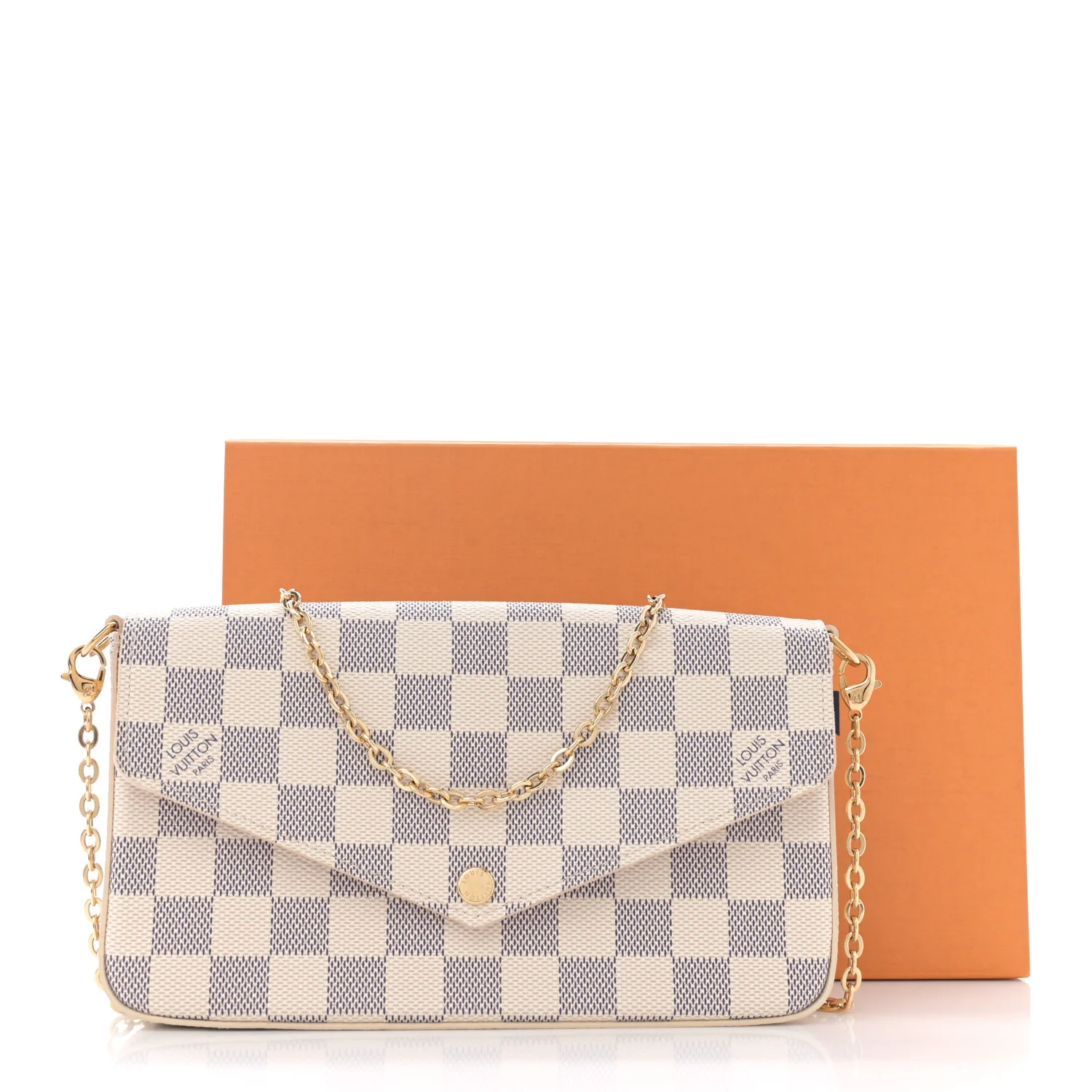 Damier Azur Pochette Felicie Chain Wallet Rose Ballerine - Image 12