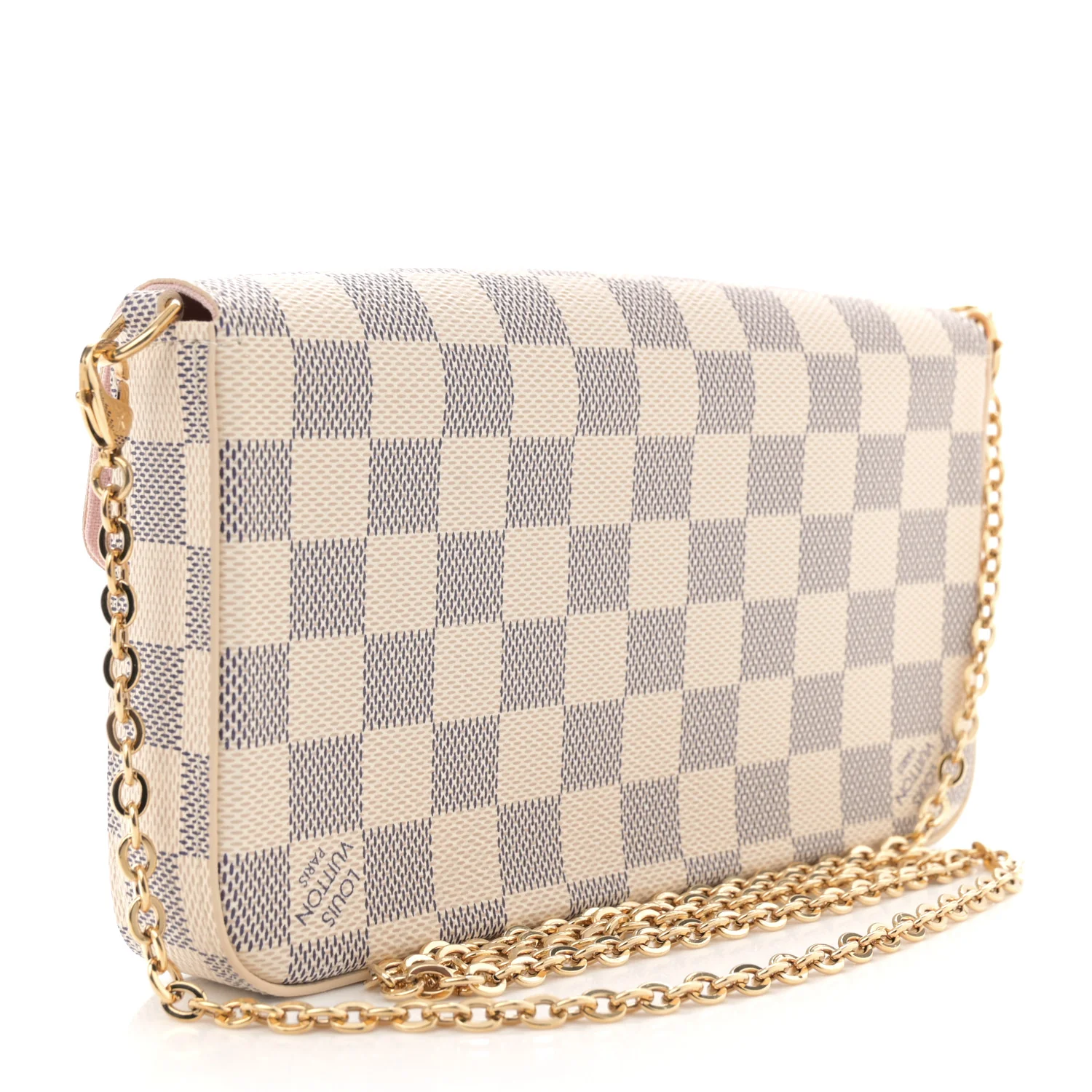 Damier Azur Pochette Felicie Chain Wallet Rose Ballerine - Image 4