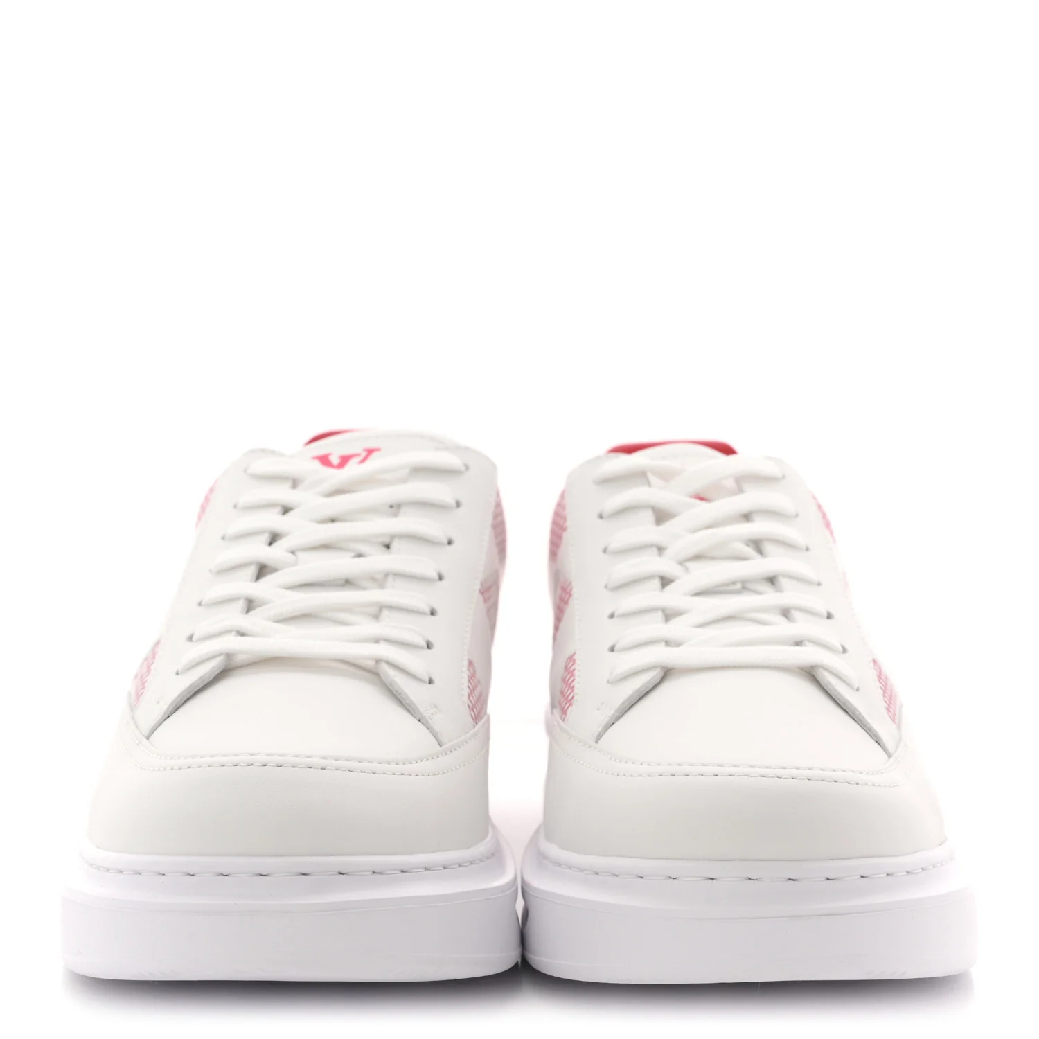 Damier Calfskin Mens Beverly Hills Sneakers 8 White Rouge - Image 3