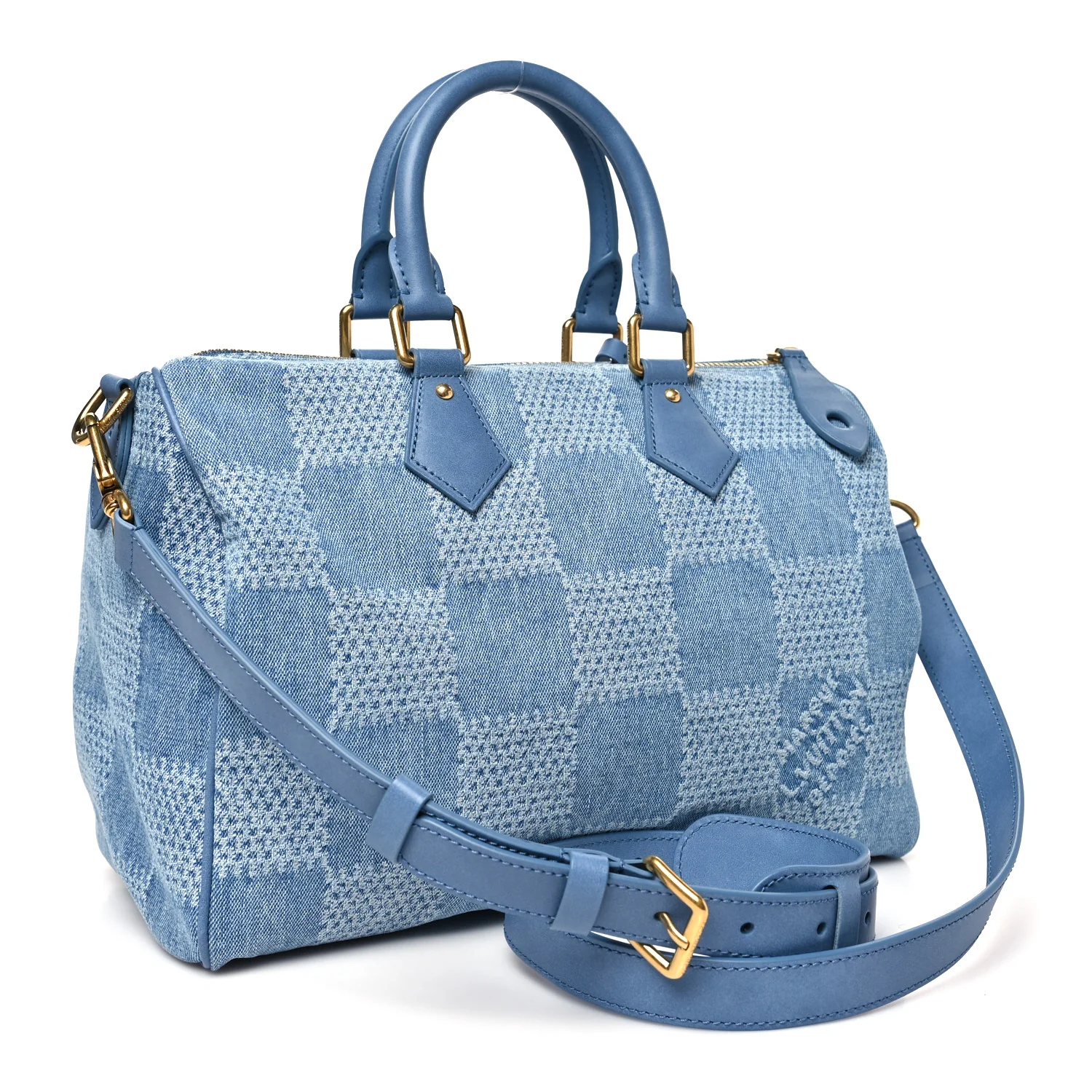 Damier Denim 3D Speedy Bandouliere 30 Denim Blue - Image 3