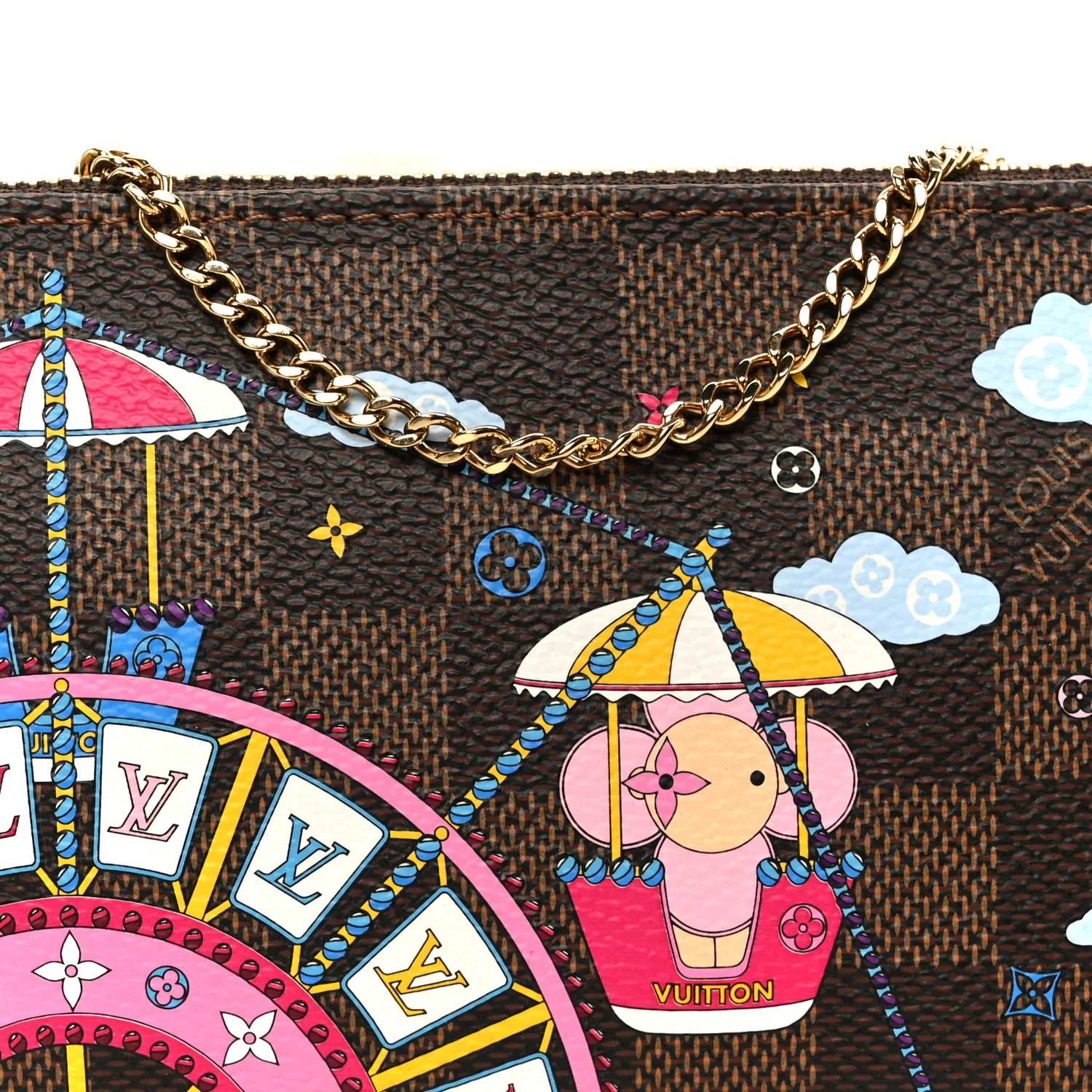 Damier Ebene 2020 Christmas Animation Big Wheel Mini Pochette Accessories Rose Ballerine - Image 8