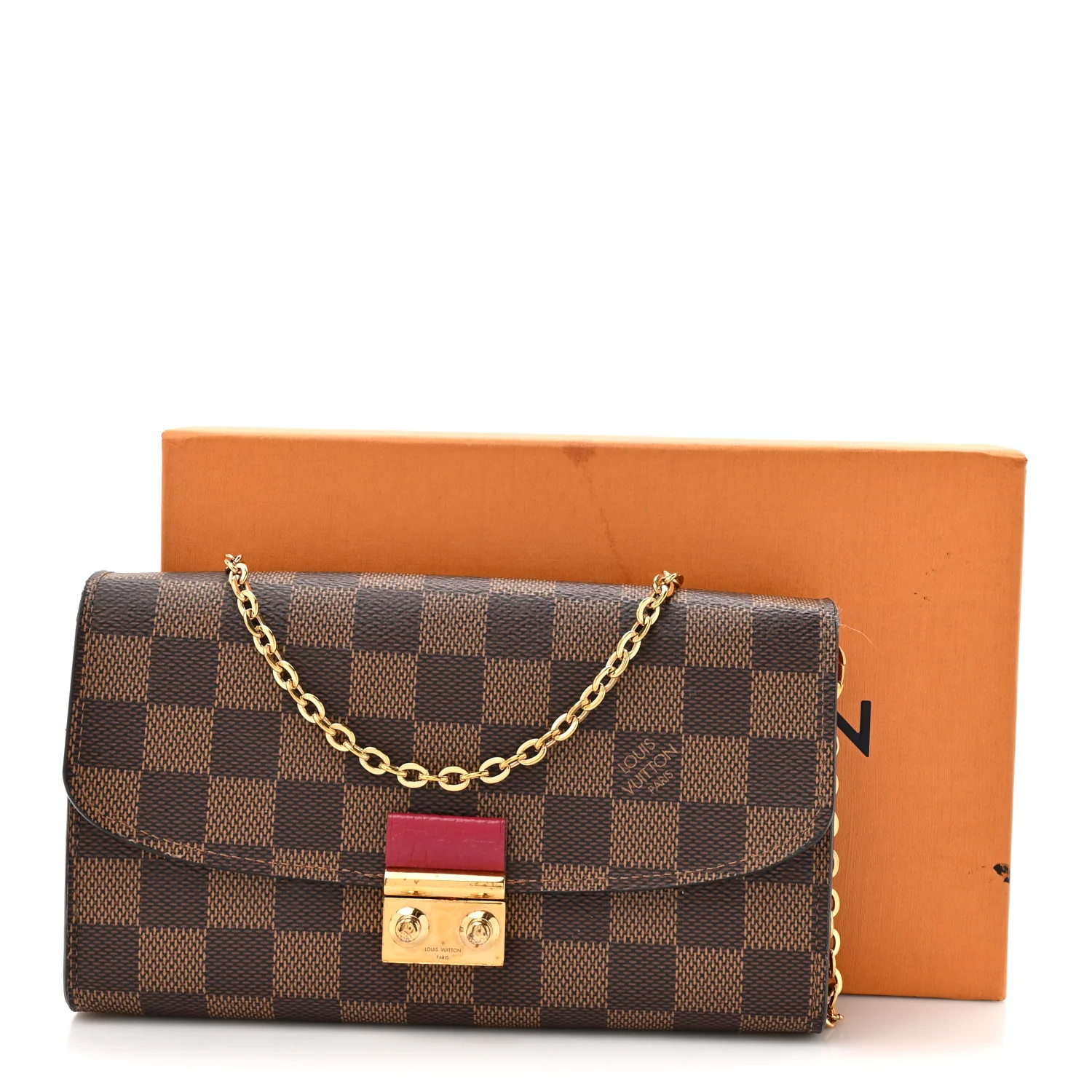 Damier Ebene Croisette Chain Wallet Scarlet - Image 13