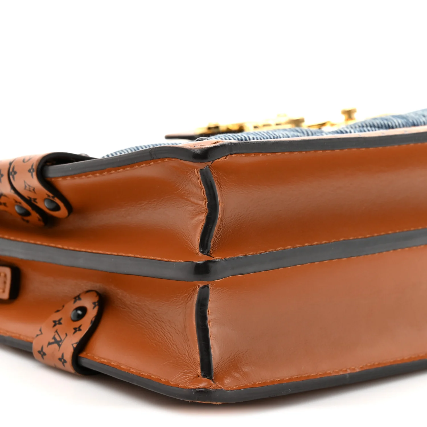 Denim Calfskin Malletage Trunk Clutch Light Blue - Image 8