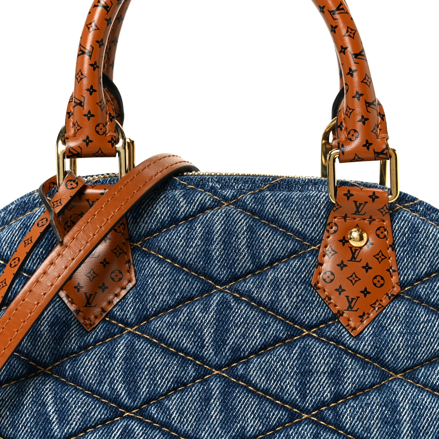 Denim Calfskin Reverse Monogram Malletage Alma BB Blue - Image 10