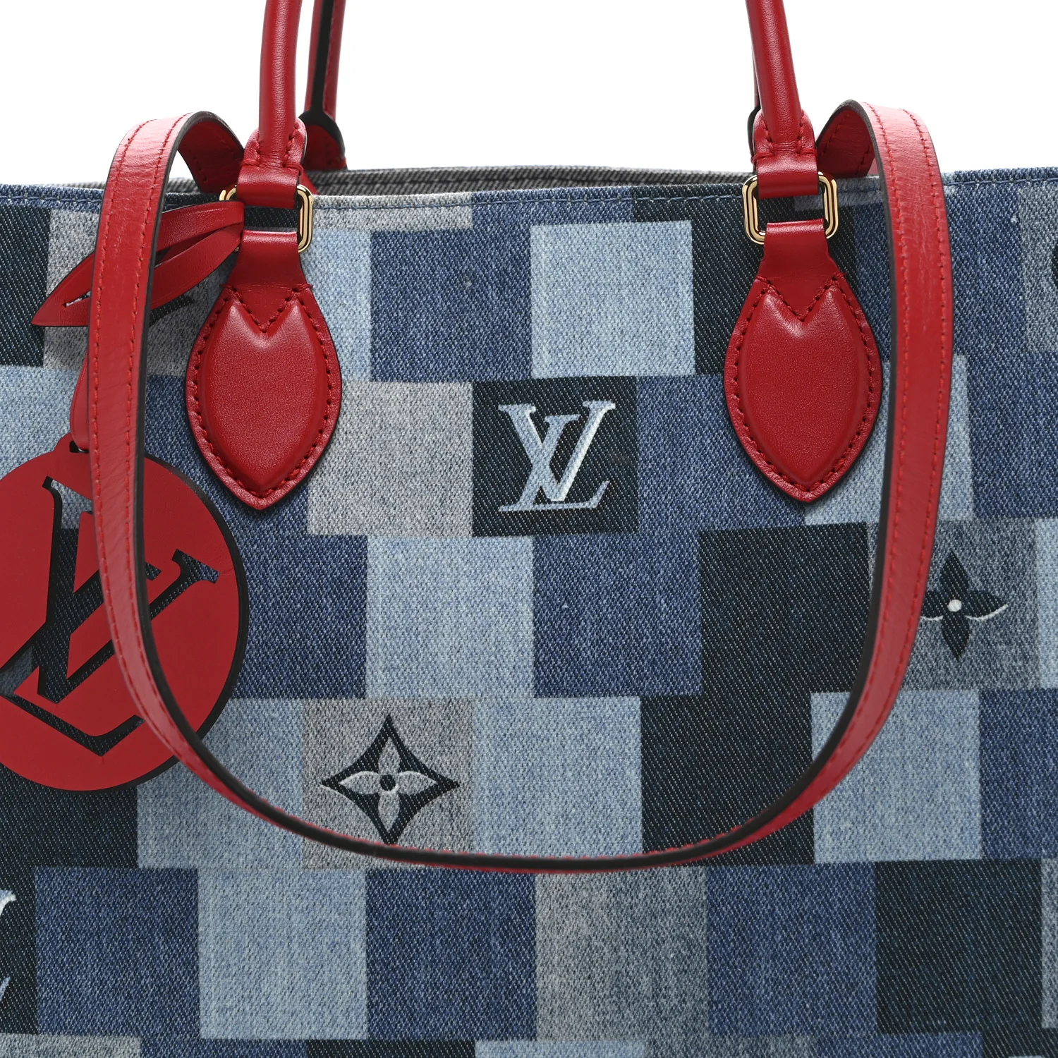 Denim Damier Monogram Onthego Blue Rouge - Image 7
