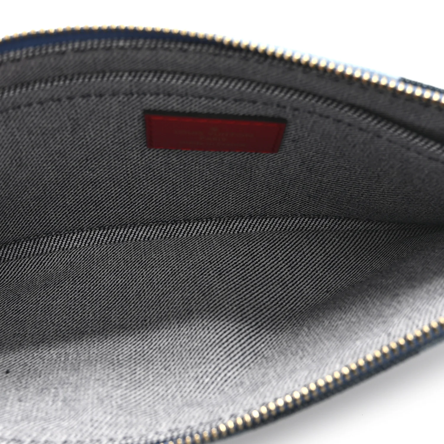 Denim Damier Monogram Patchwork Neverfull MM Pochette  Blue Rouge - Image 5