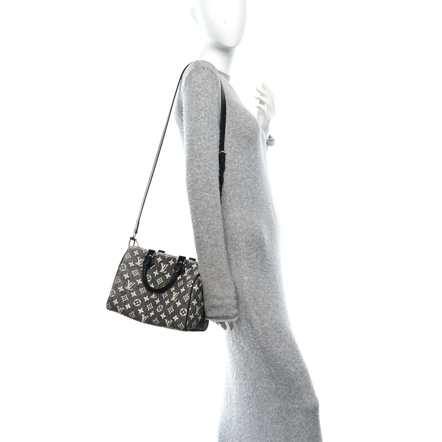 Denim Monogram Jacquard Speedy Bandouliere 25 Black - Image 2