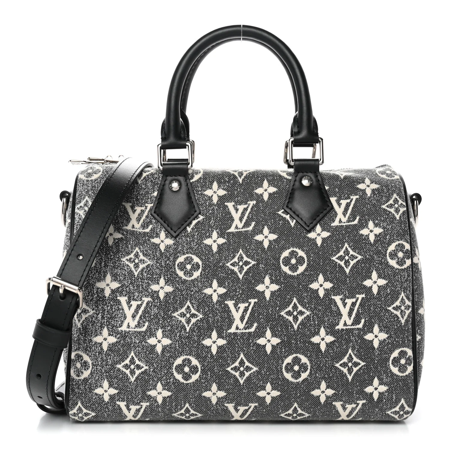 Denim Monogram Jacquard Speedy Bandouliere 25 Black