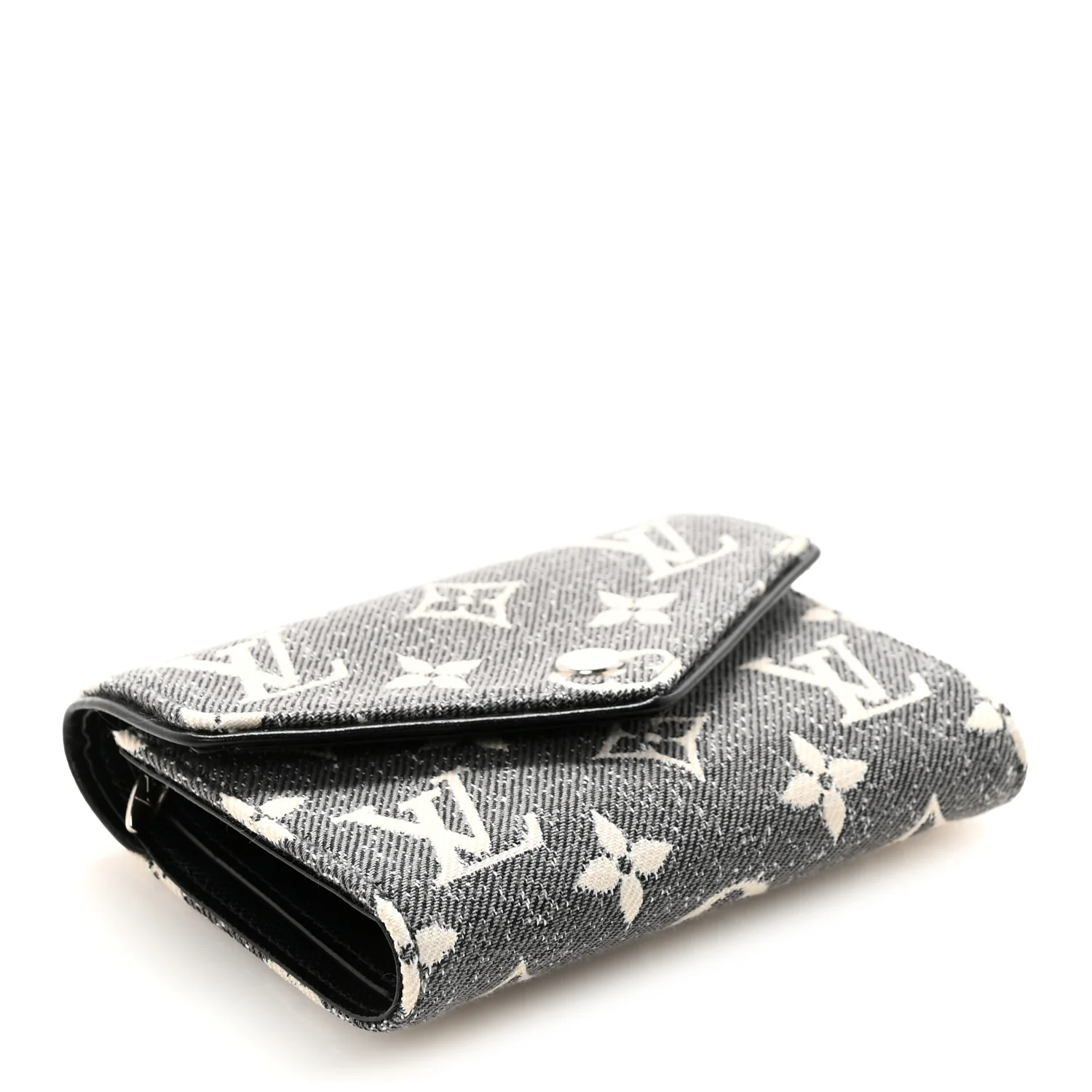 Denim Monogram Jacquard Victorine Wallet Grey - Image 4