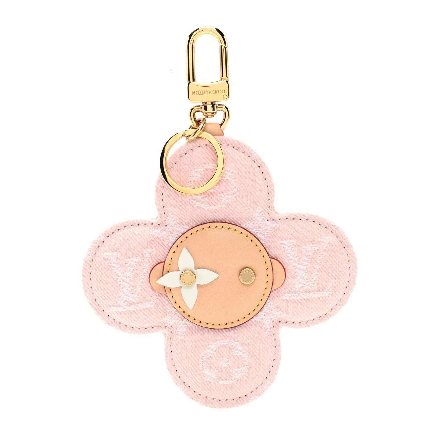 Denim Monogram Vivienne Bag Charm Key Holder Rose