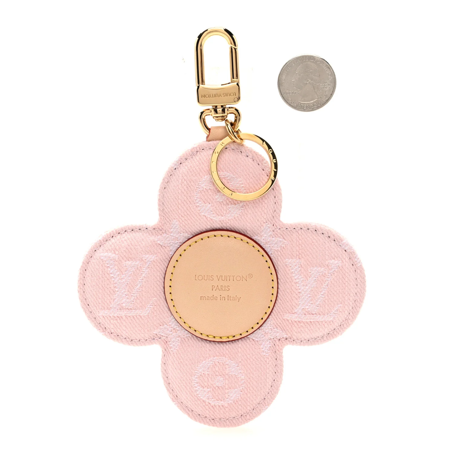 Denim Monogram Vivienne Bag Charm Key Holder Rose - Image 2