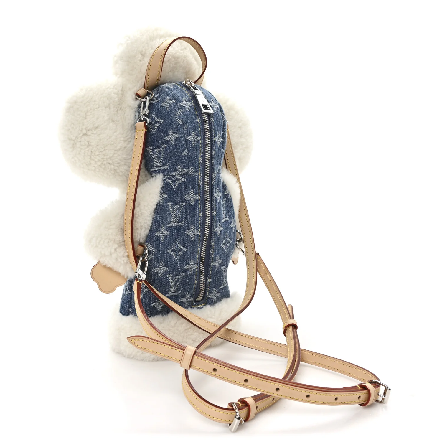 Denim Shearling Ski Vivienne Backpack Washed Jeans - Image 3