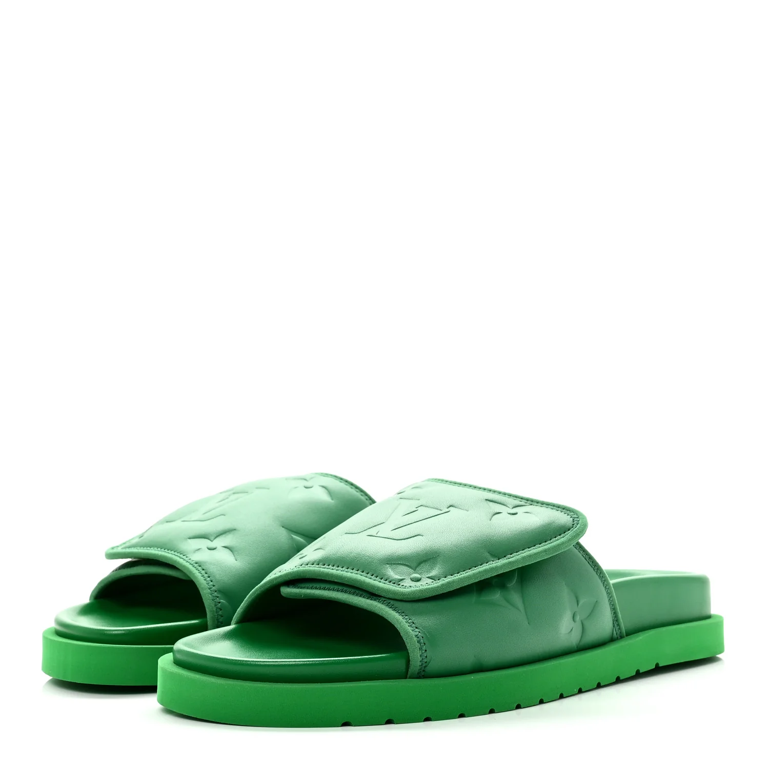 Embossed Monogram Pool Pillow Comfort Mules 9 Green - Image 4