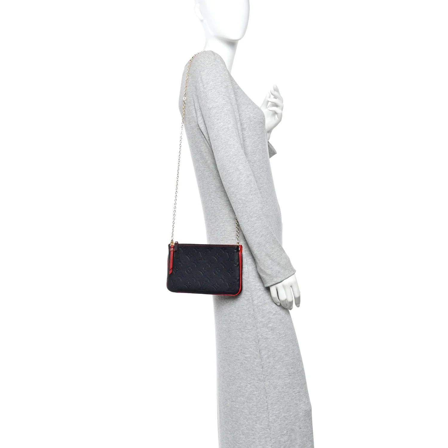 Empreinte Double Zip Pochette Marine Rouge - Image 2