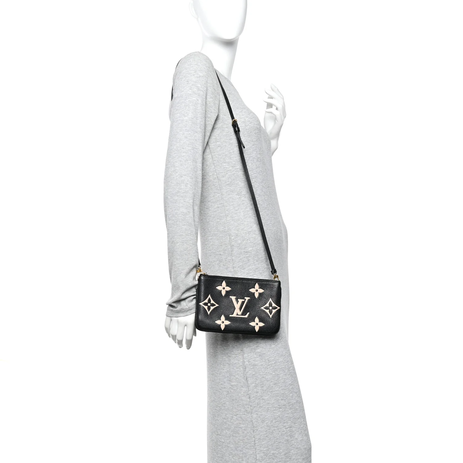 Empreinte Monogram Giant Double Zip Pochette Black Cream - Image 2