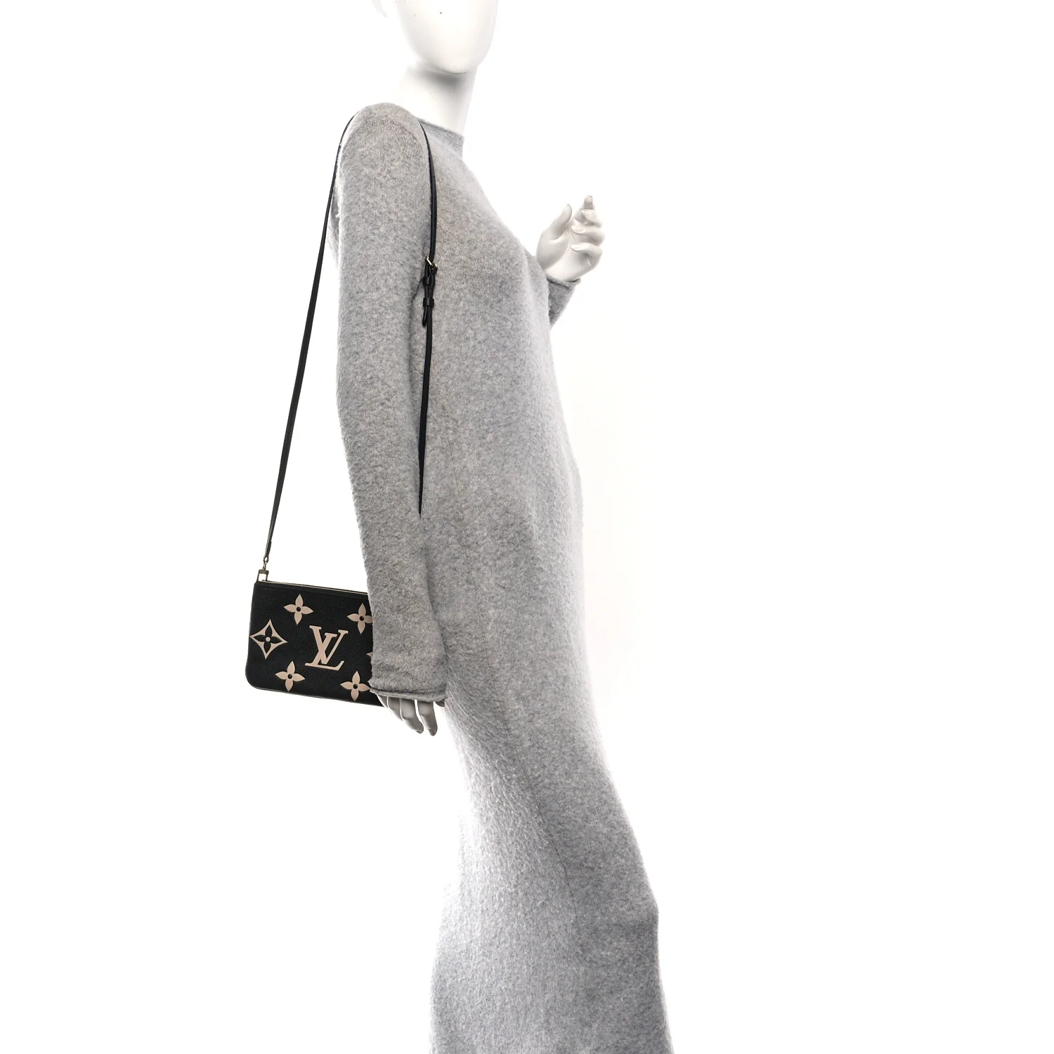 Empreinte Monogram Giant Double Zip Pochette Black Cream - Image 2