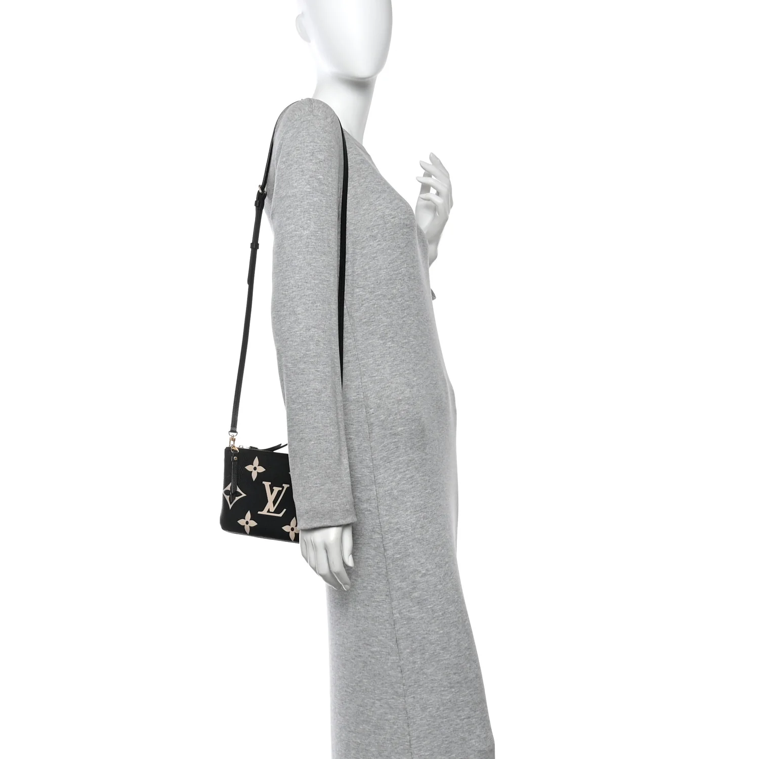 Empreinte Monogram Giant Double Zip Pochette Black Cream - Image 2