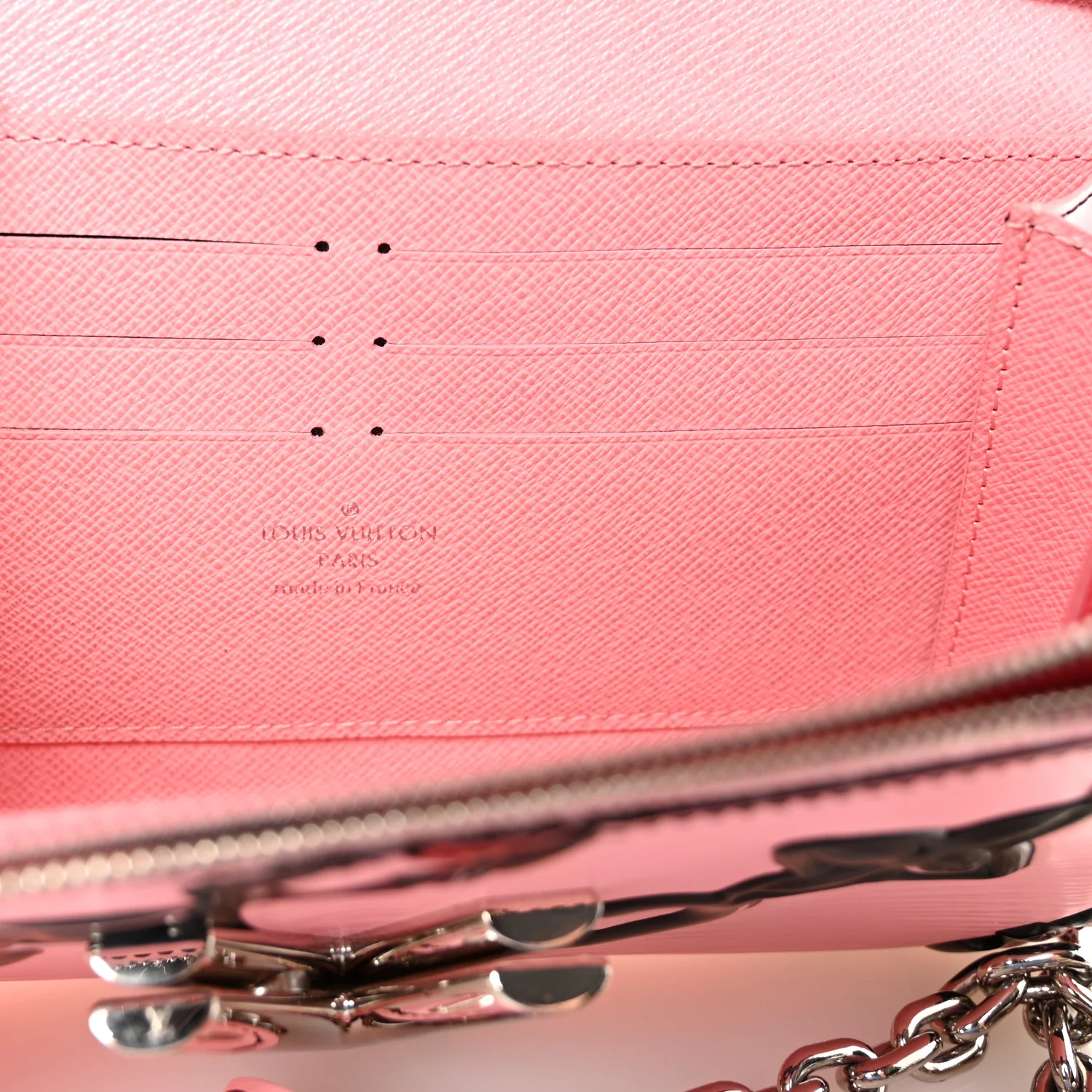 Epi Chain Flower Print Twist Chain Wallet Pink - Image 6