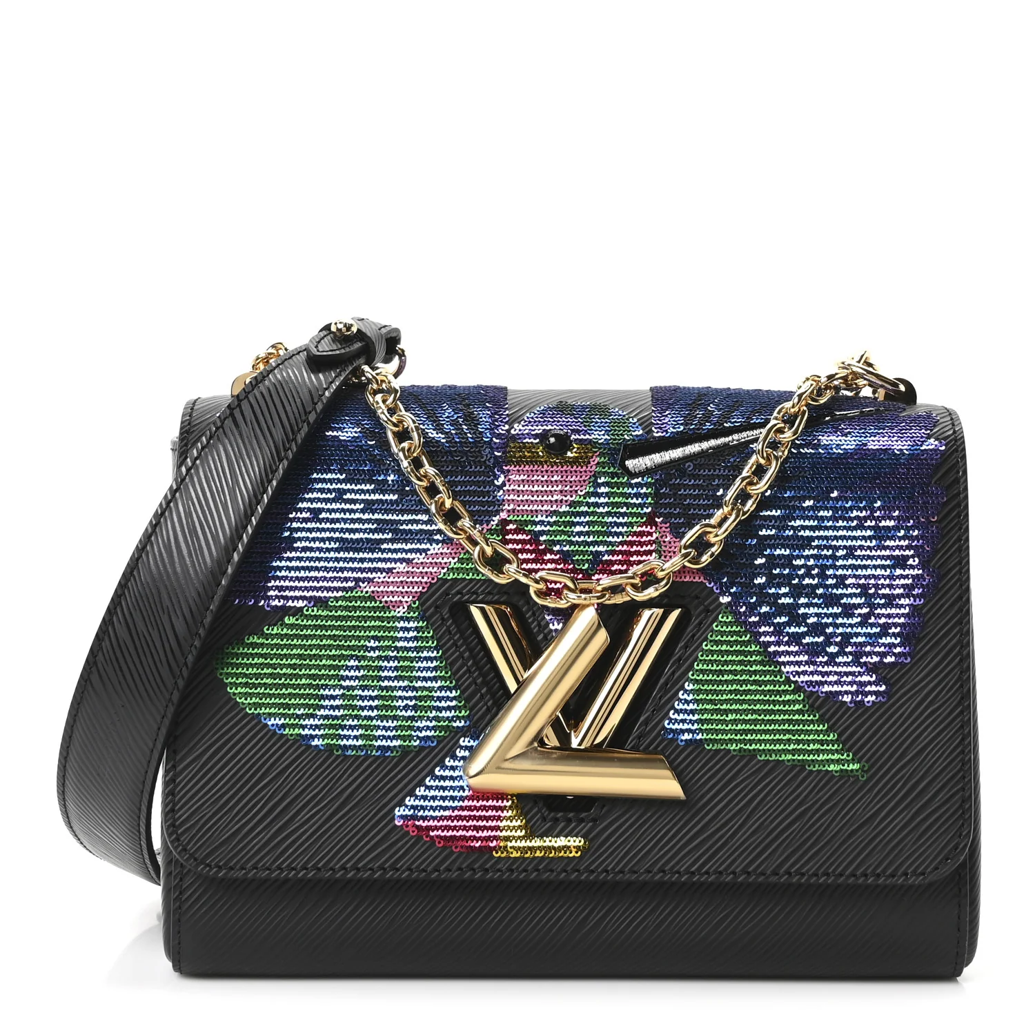 Epi Sequin Bird Twist Shoulder Bag MM Black