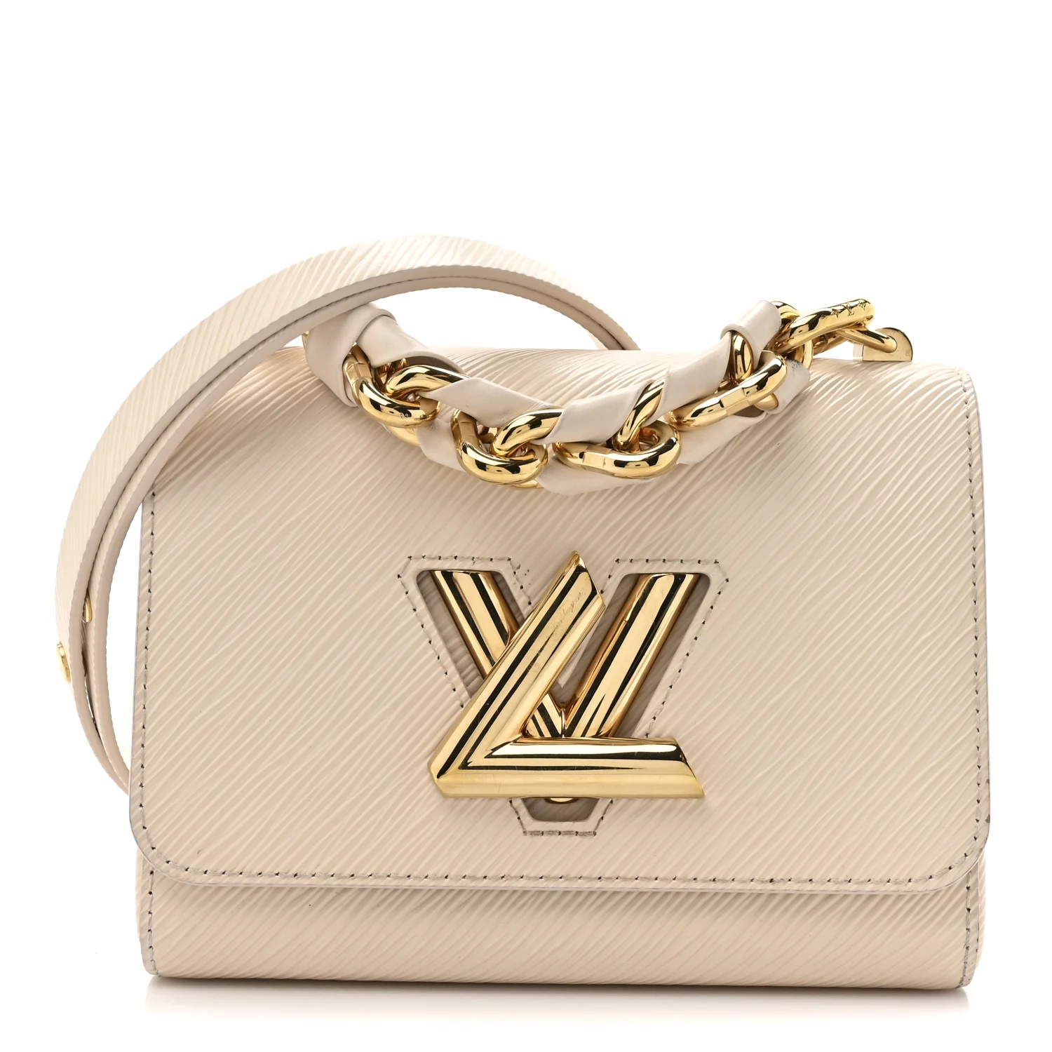 Epi Twist Braided Chain Shoulder Bag PM Quartz White