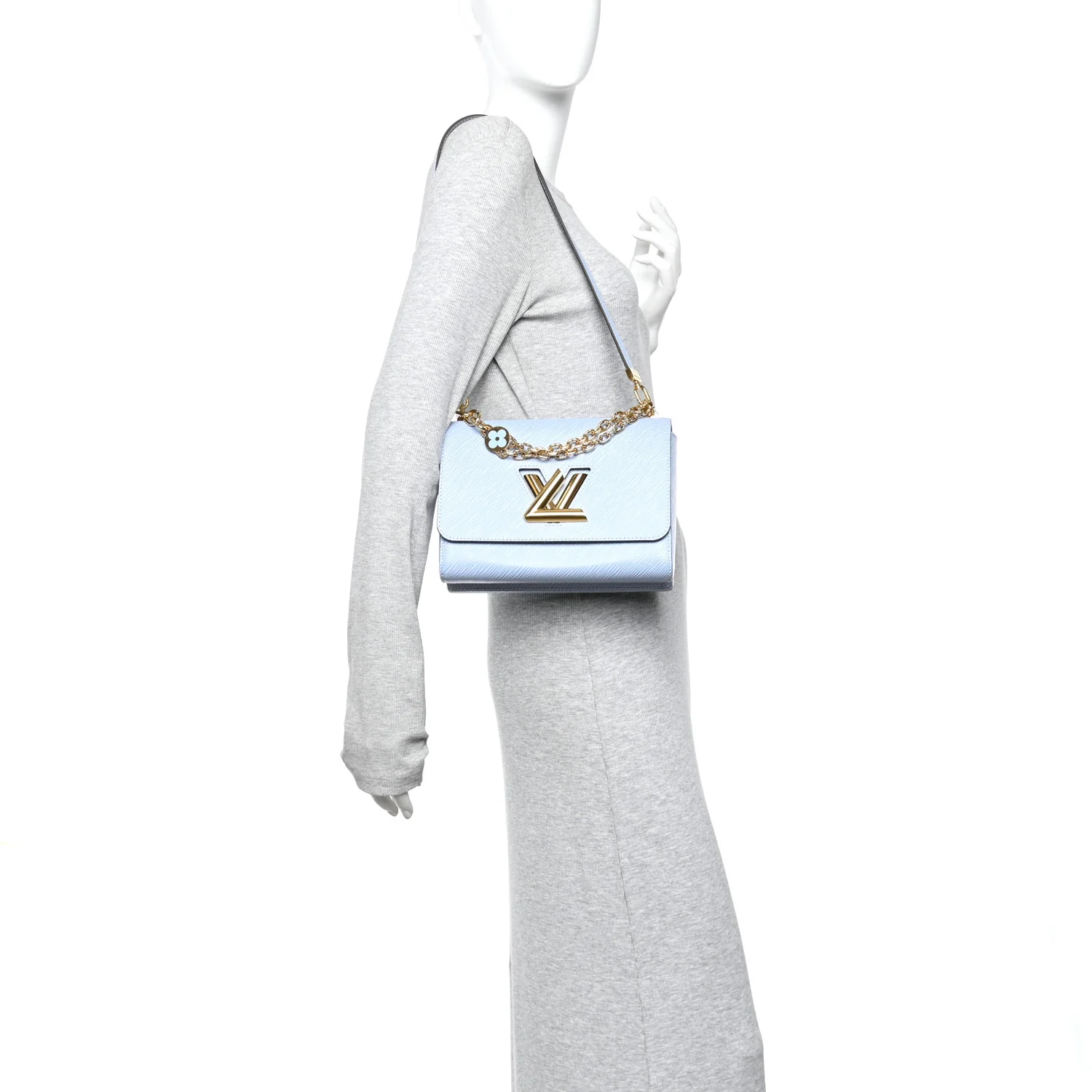 Epi Twist Monogram Flower Chain Shoulder Bag MM Blue - Image 2