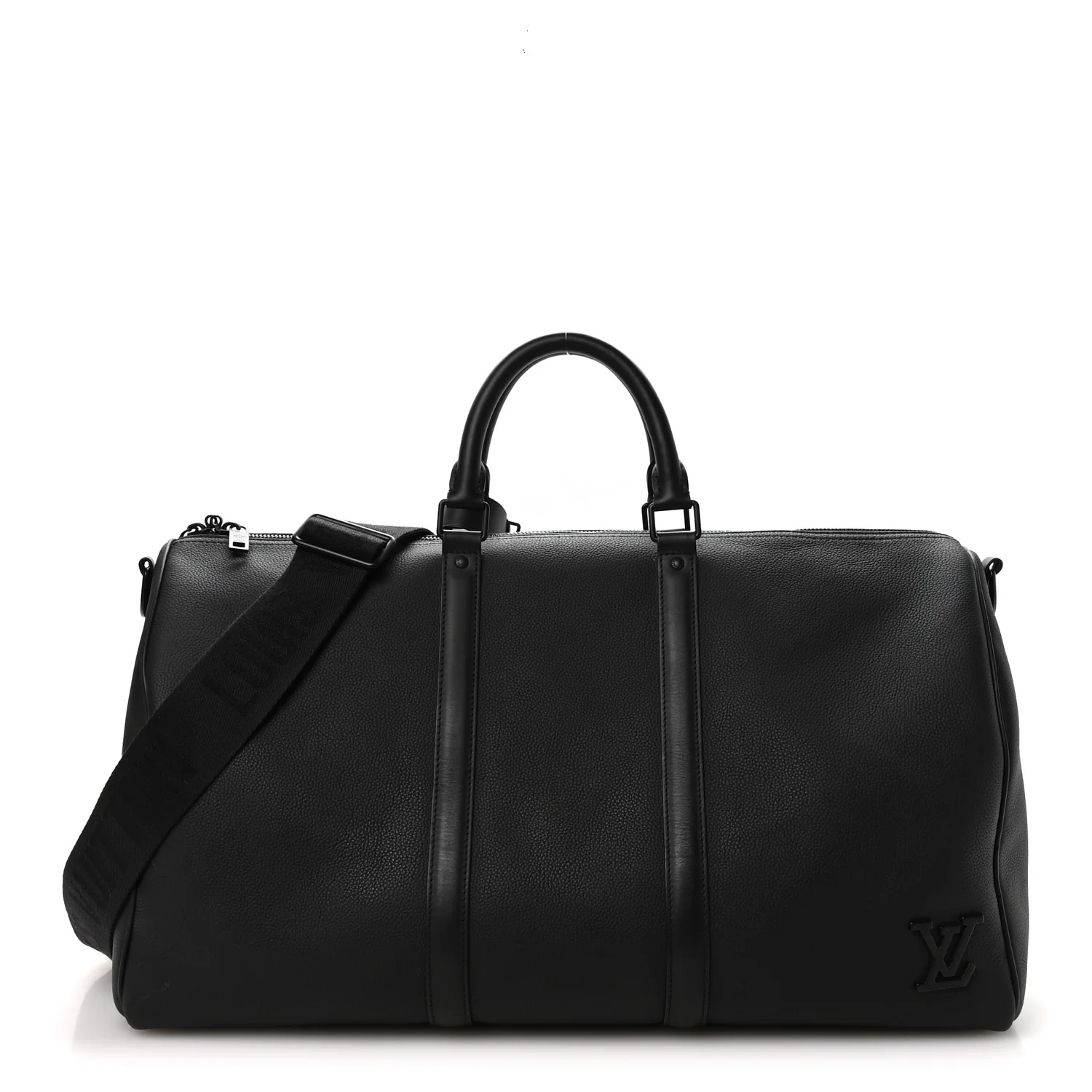 Grained Calfskin Aerogram Keepall Bandouliere 50 Black