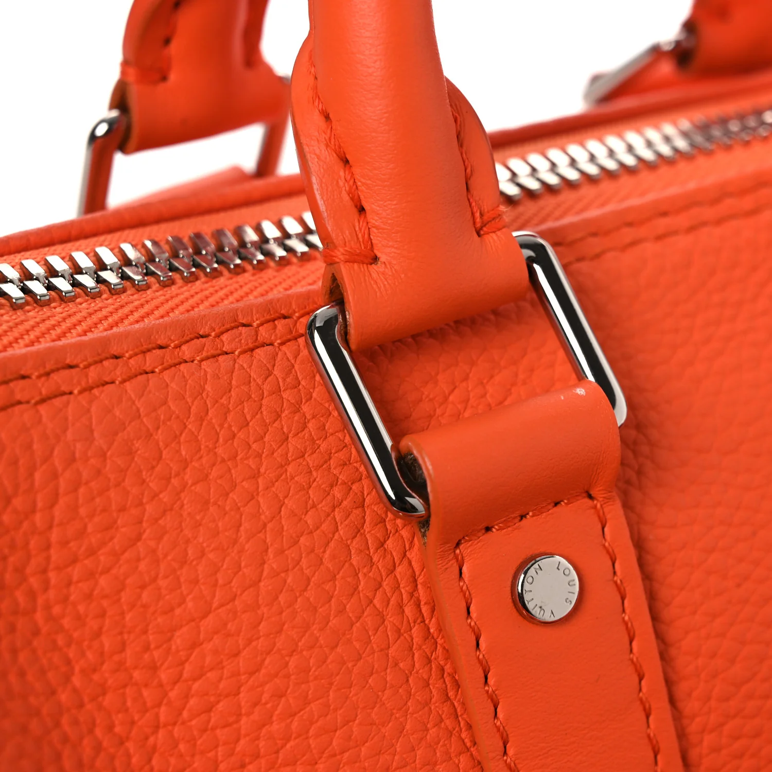 Grained Calfskin Aerogram Keepall XS Orange - Image 11