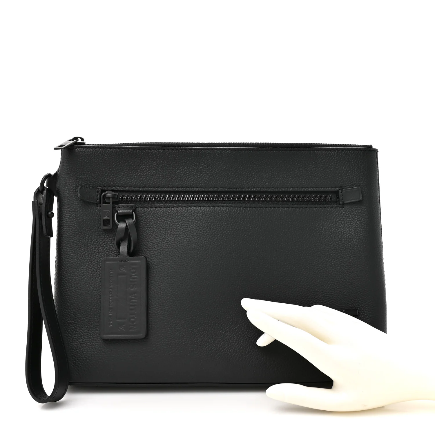 Grained Calfskin Aerogram Takeoff Pouch Black - Image 2