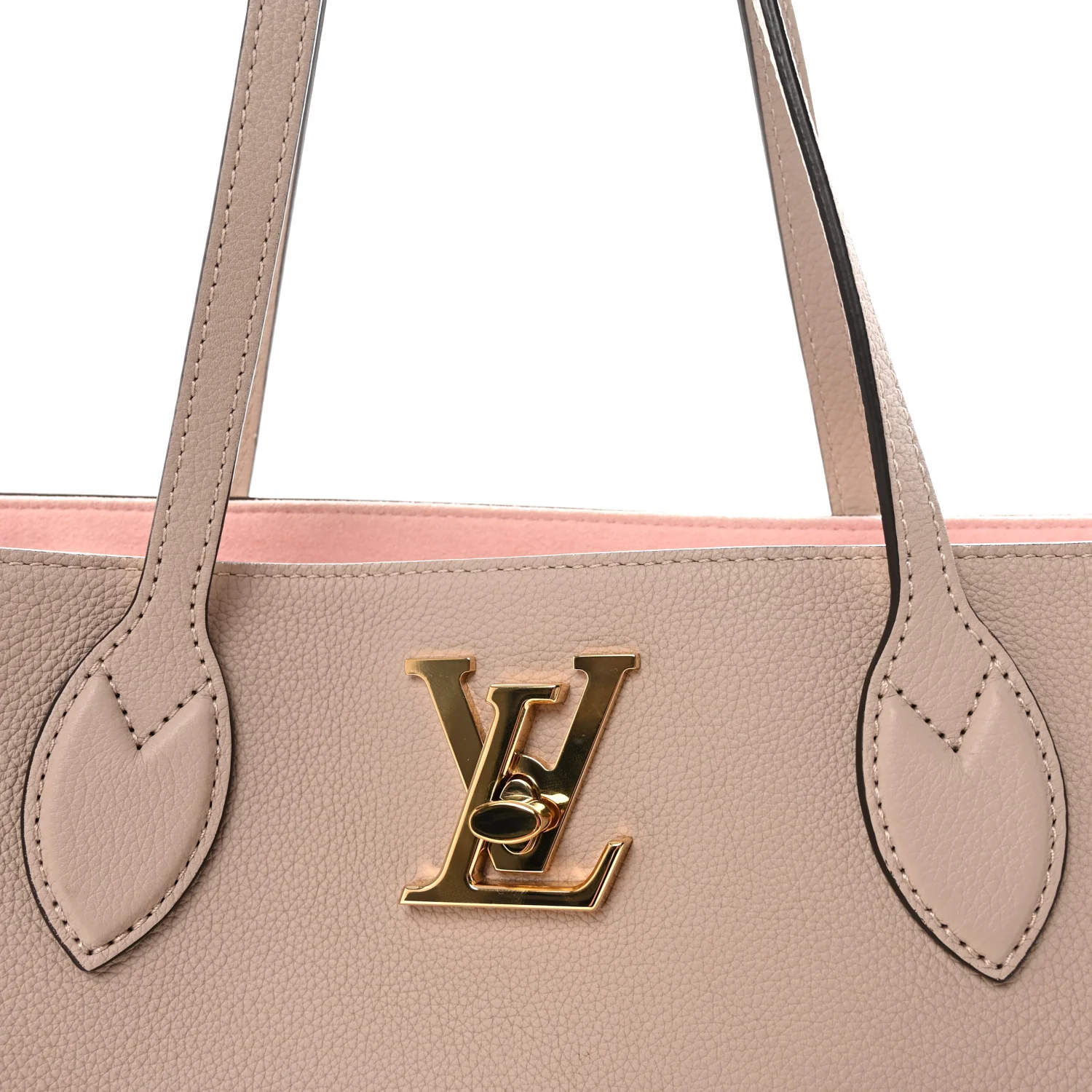 Grained Calfskin Lockme Shopper Greige - Image 7