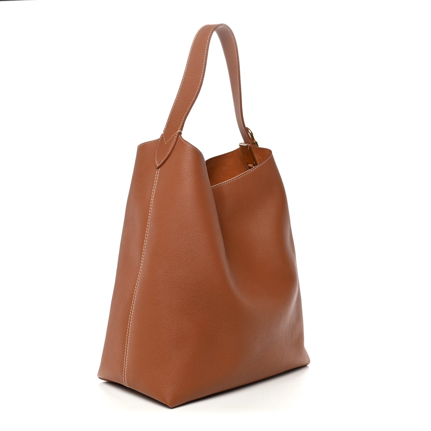 Grained Calfskin Low Key Hobo MM Cognac - Image 3