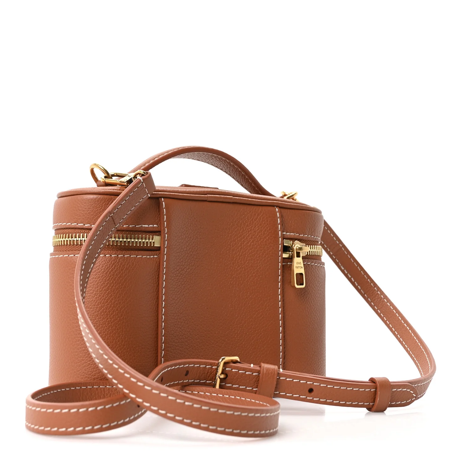Grained Calfskin Low Key Vanity Pouch Cognac - Image 2