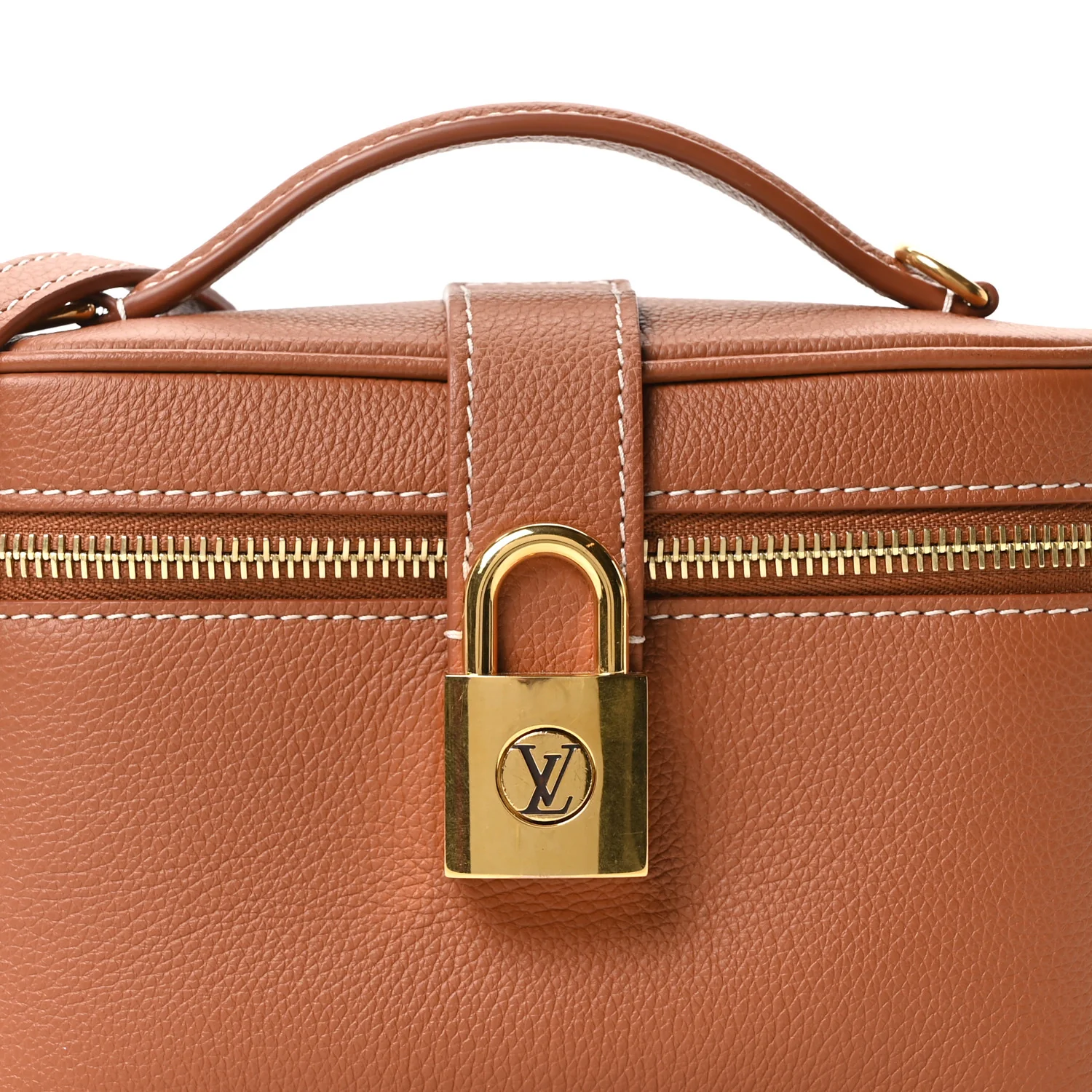 Grained Calfskin Low Key Vanity Pouch Cognac - Image 6