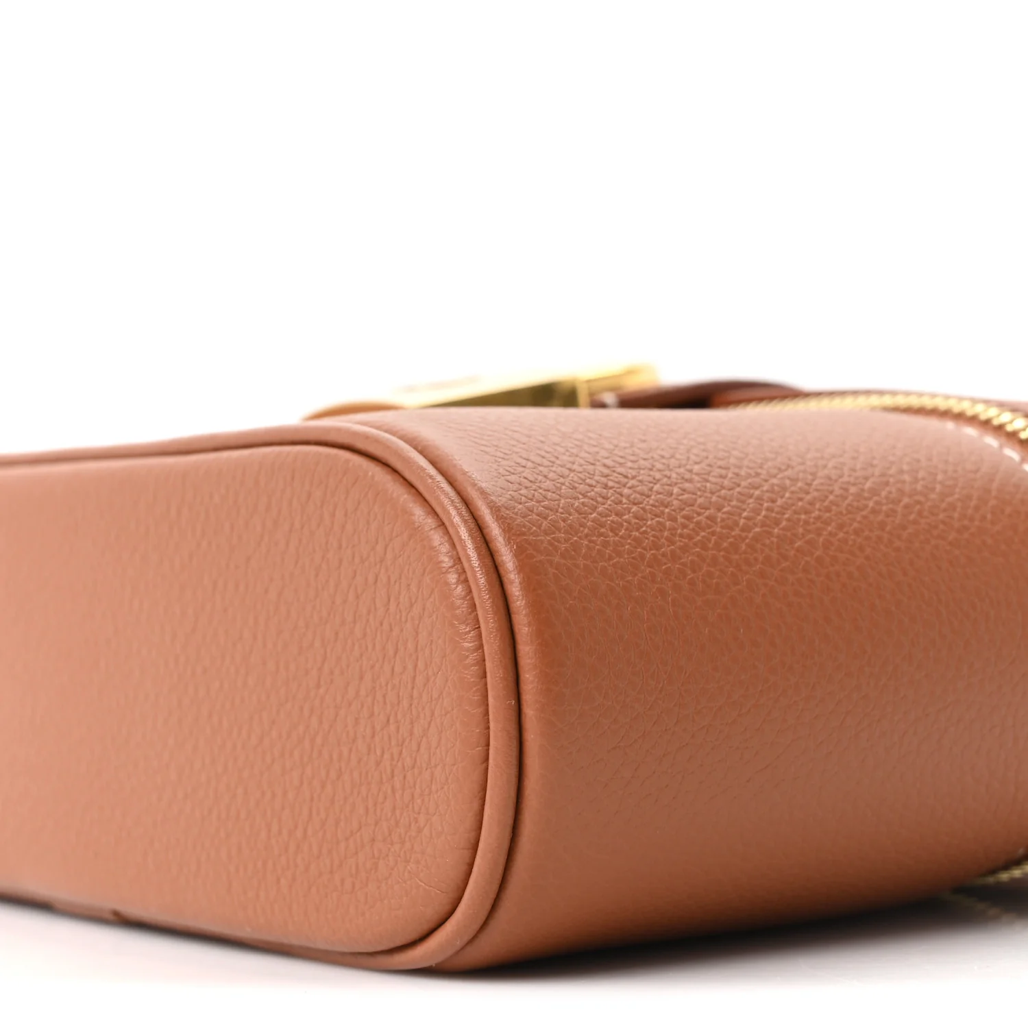 Grained Calfskin Low Key Vanity Pouch Cognac - Image 8