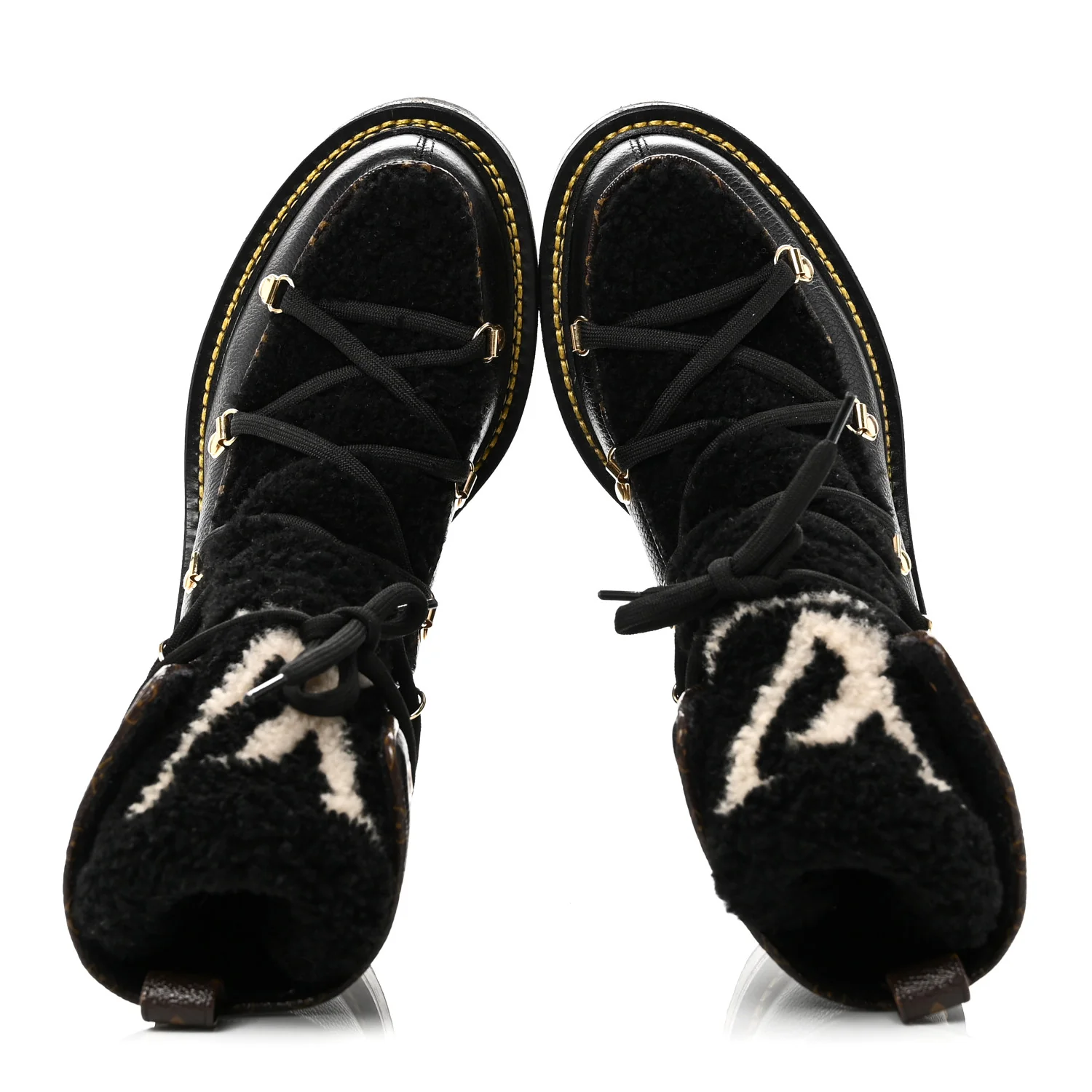 Grained Calfskin Shearling LV Beaubourg Ankle Boots 37.5 Black - Image 2