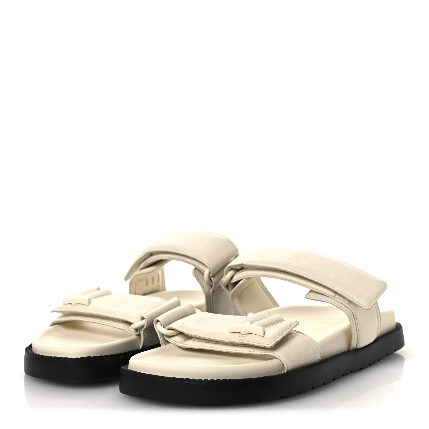 Grained Calfskin Sunset Comfort Flat Sandals 39 Light Beige - Image 4