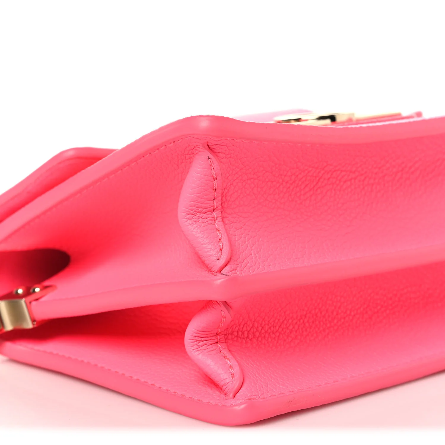 Grained Calfskin Tufted Monogram Mini Dauphine Fluo Pink - Image 8