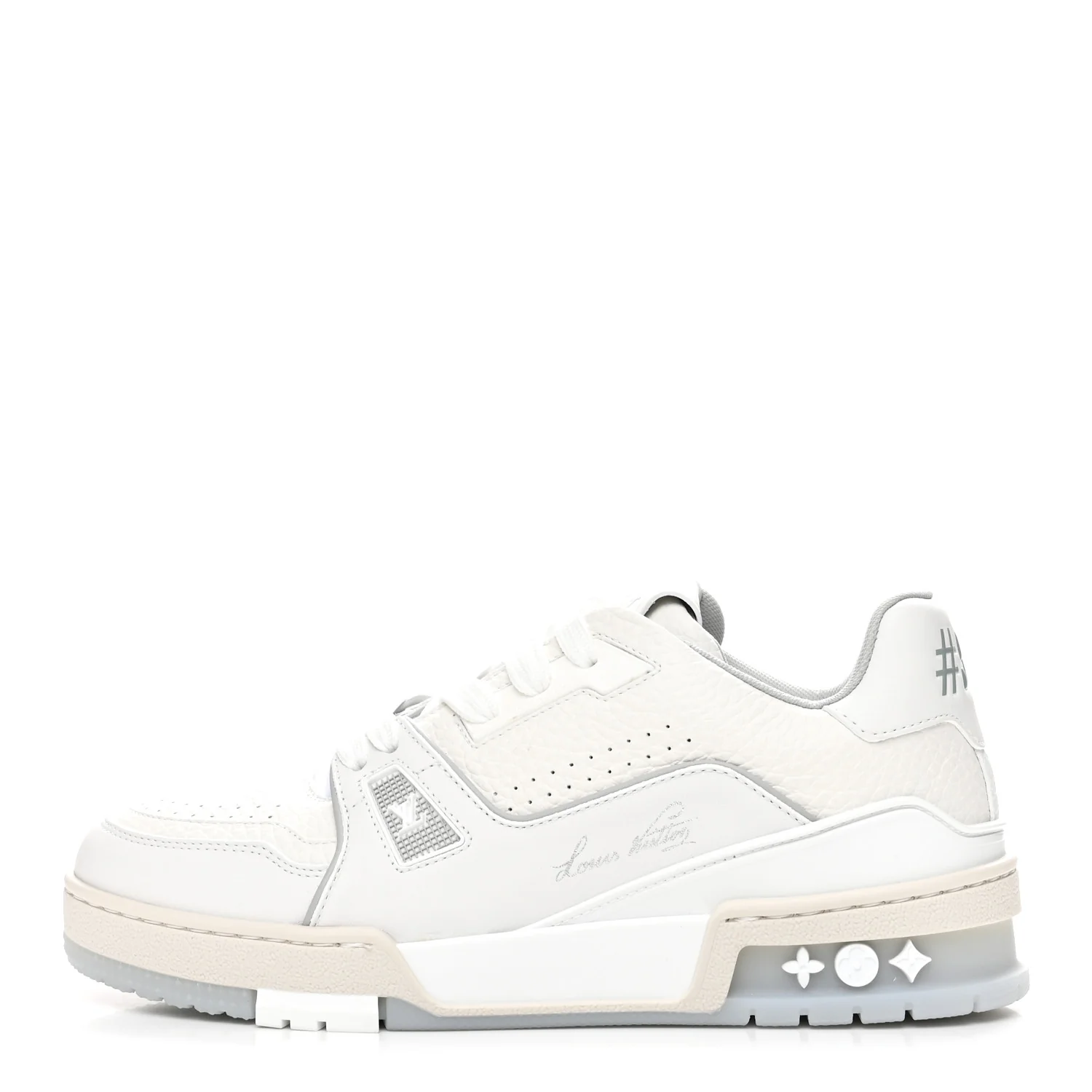 Grained Calfskin Womens LV Trainer Sneakers 37 White