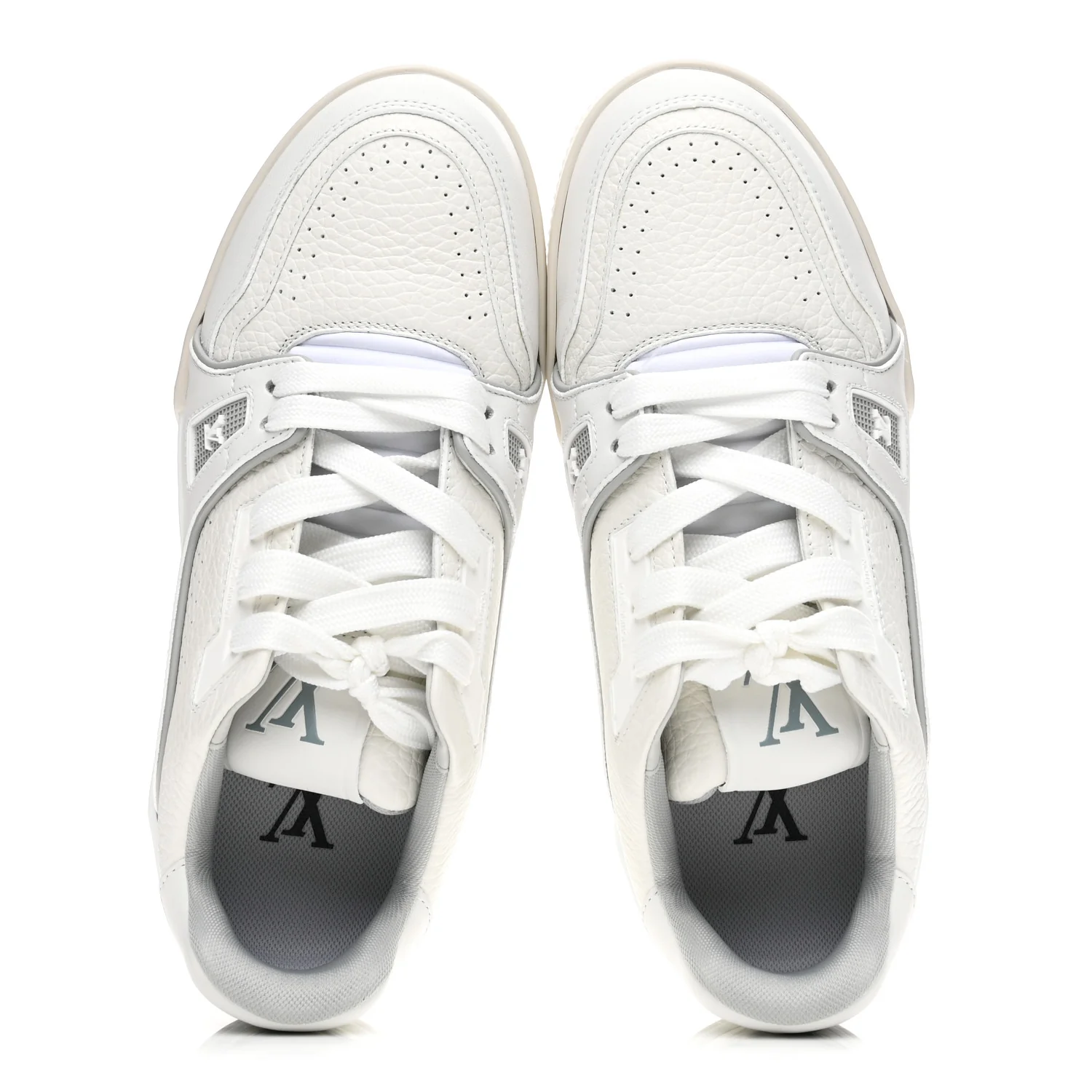 Grained Calfskin Womens LV Trainer Sneakers 37 White - Image 2
