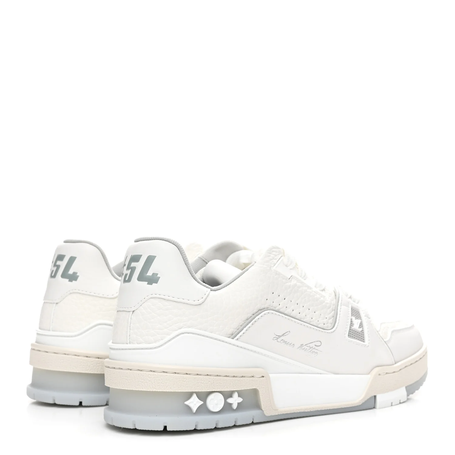 Grained Calfskin Womens LV Trainer Sneakers 37 White - Image 5