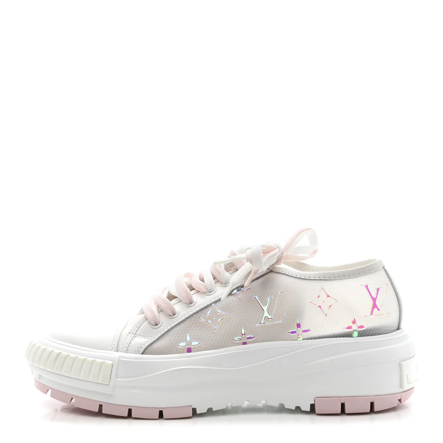Iridescent Technical Mesh Monogram LV Squad Low Top Sneakers 38.5 Rose Clair