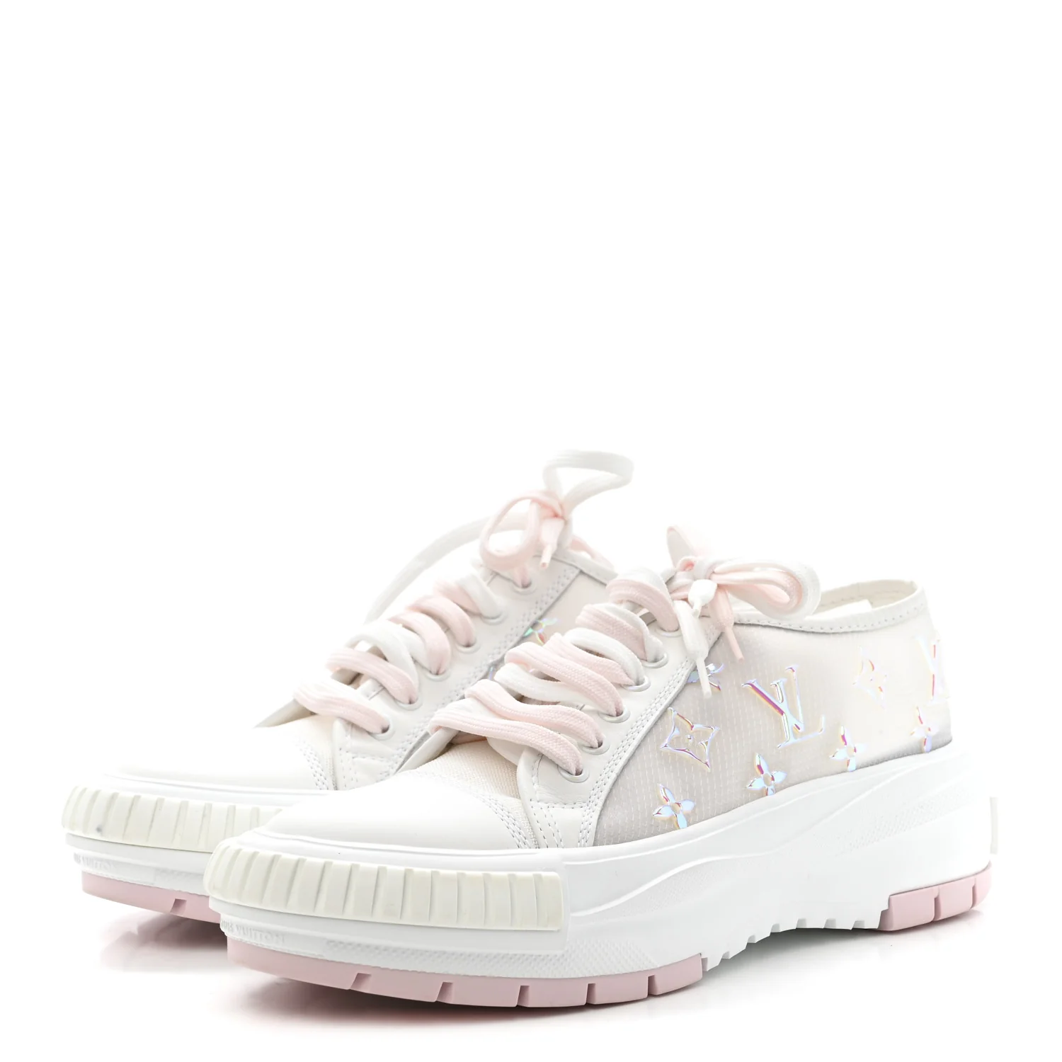 Iridescent Technical Mesh Monogram LV Squad Low Top Sneakers 38.5 Rose Clair - Image 3