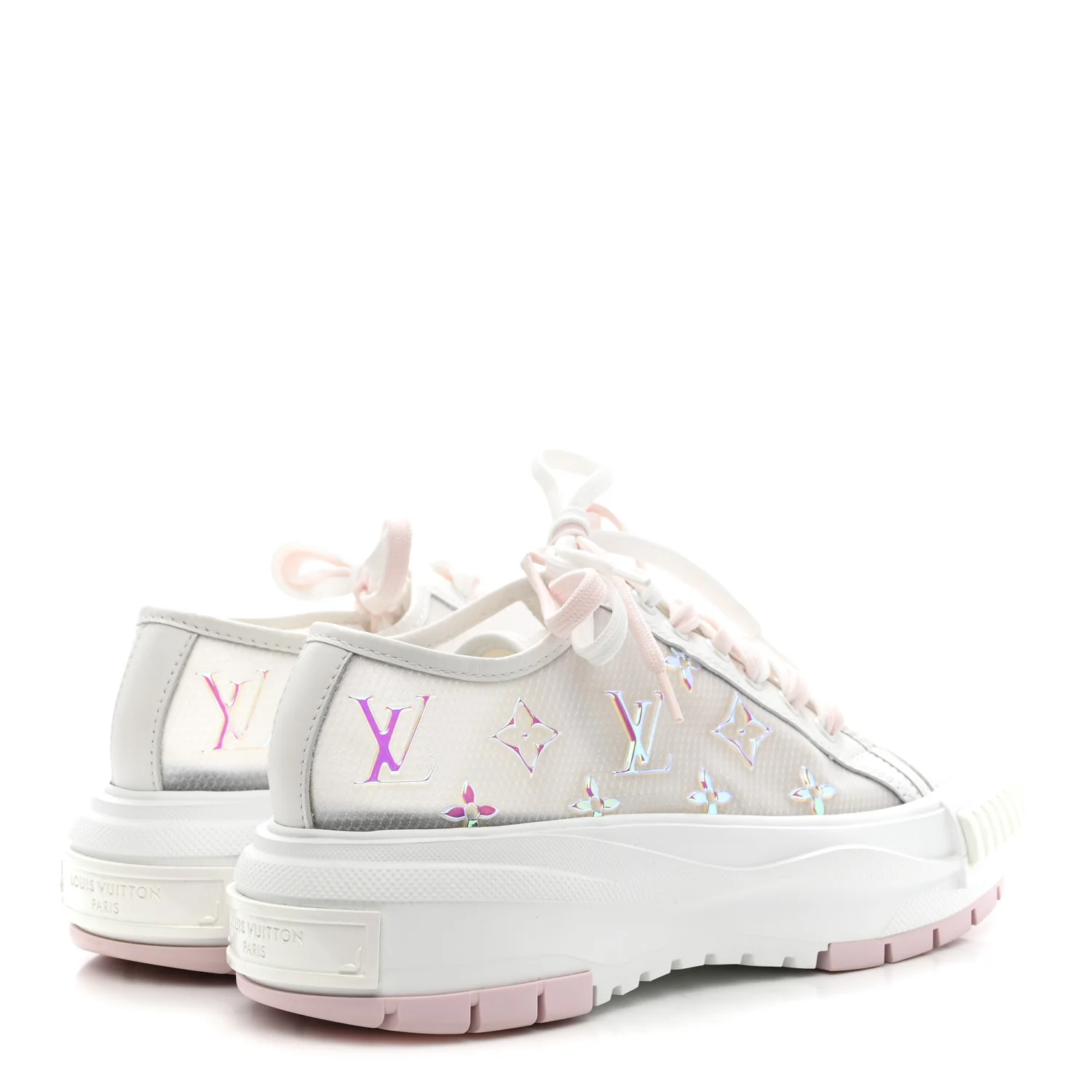 Iridescent Technical Mesh Monogram LV Squad Low Top Sneakers 38.5 Rose Clair - Image 4