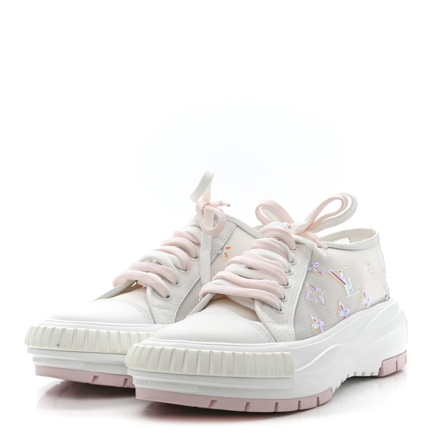 Iridescent Technical Mesh Monogram LV Squad Low Top Sneakers 38.5 Rose Clair - Image 5