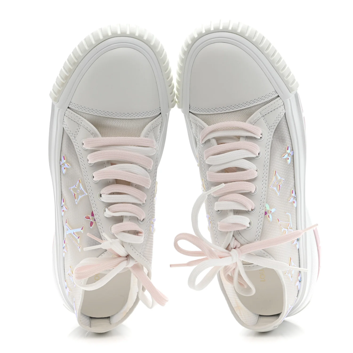 Iridescent Technical Mesh Monogram LV Squad Low Top Sneakers 38.5 Rose Clair - Image 7