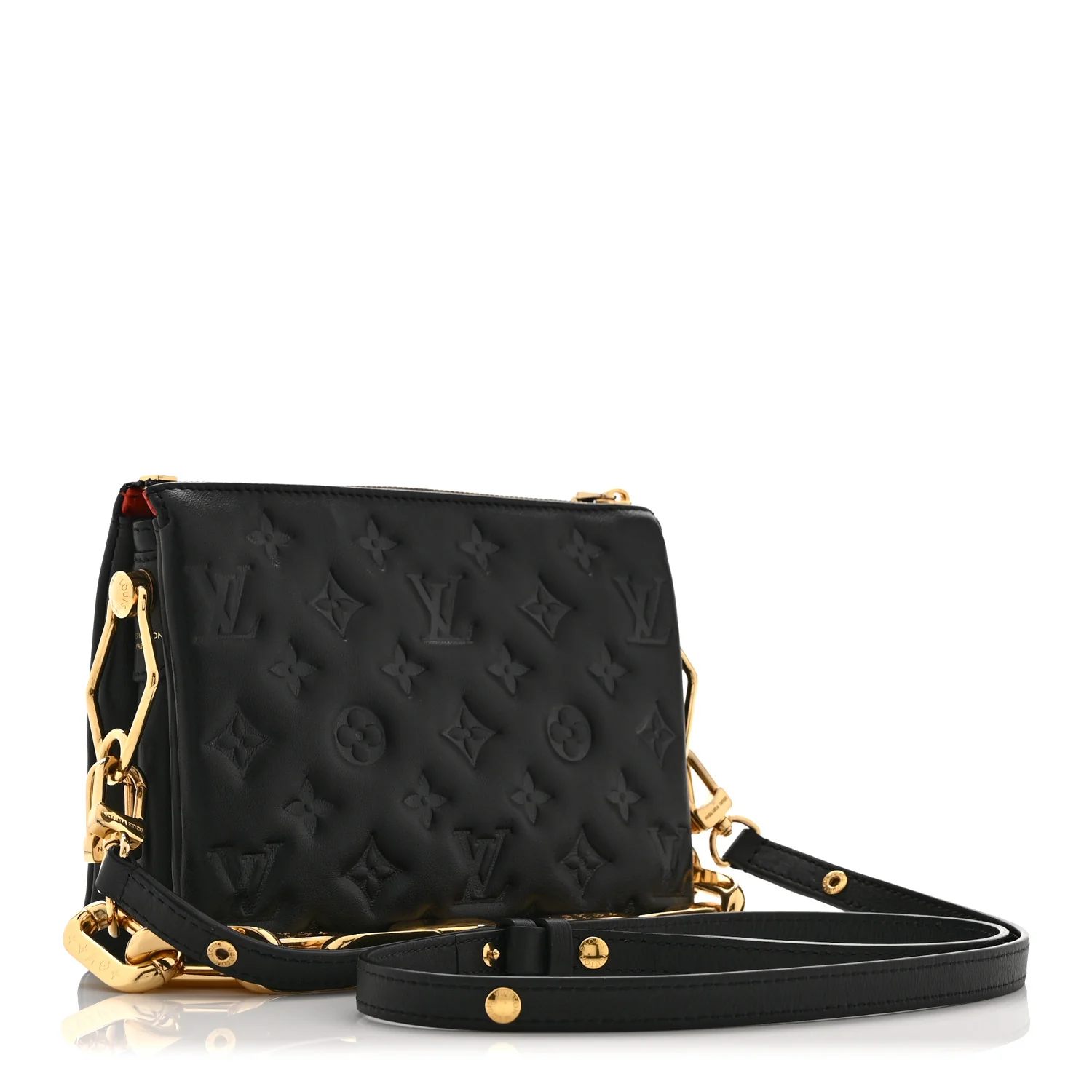 Lambskin Embossed Monogram Coussin BB Black - Image 3