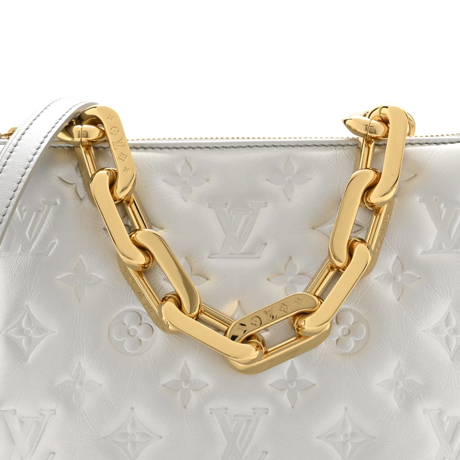 Lambskin Embossed Monogram Coussin BB Silver - Image 7